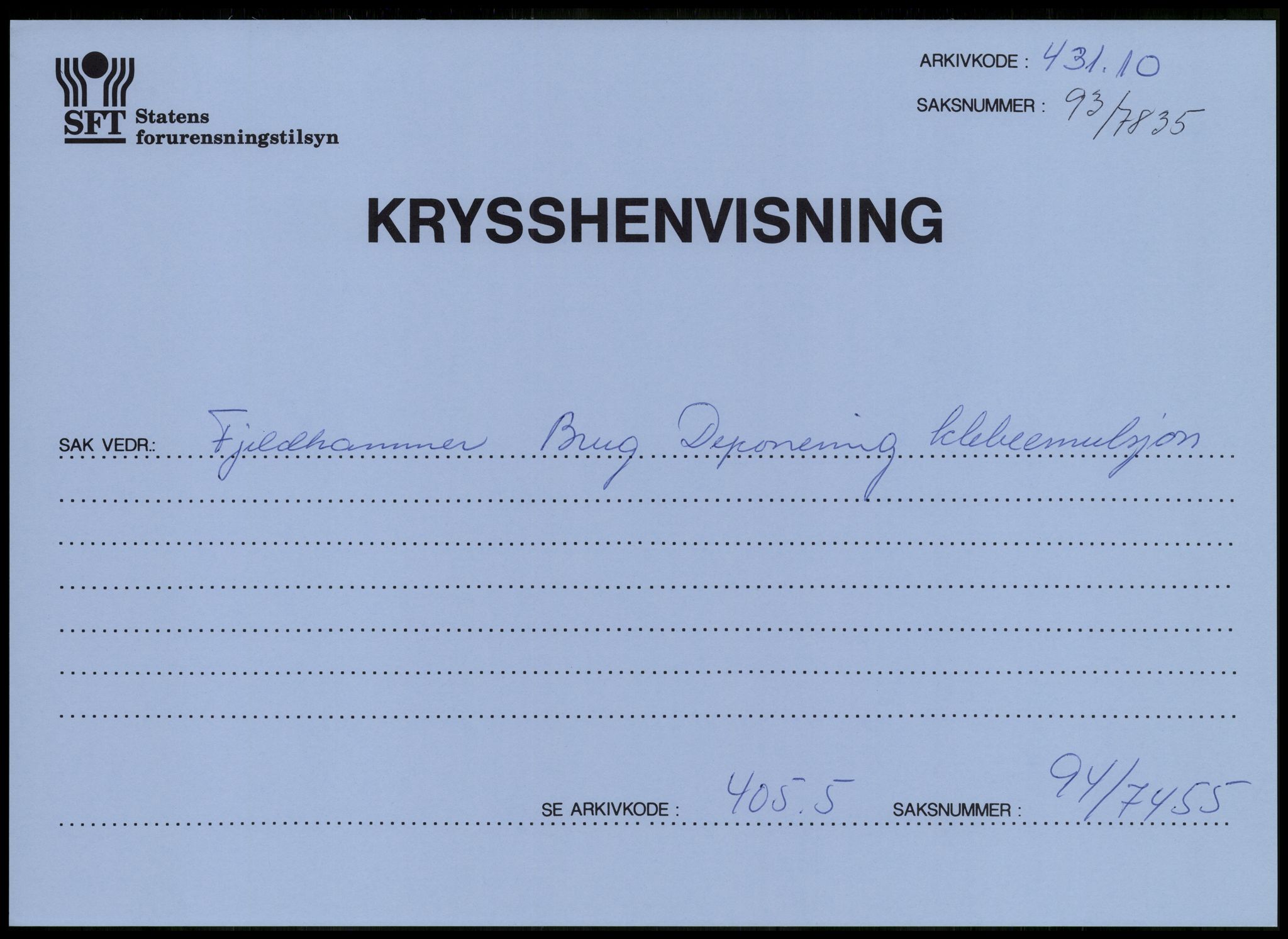 Statens forurensningstilsyn, hovedkontoret, AV/RA-S-4136/1/D/Da/L0493: Konsesjonssaker, 1985-1993, s. 262