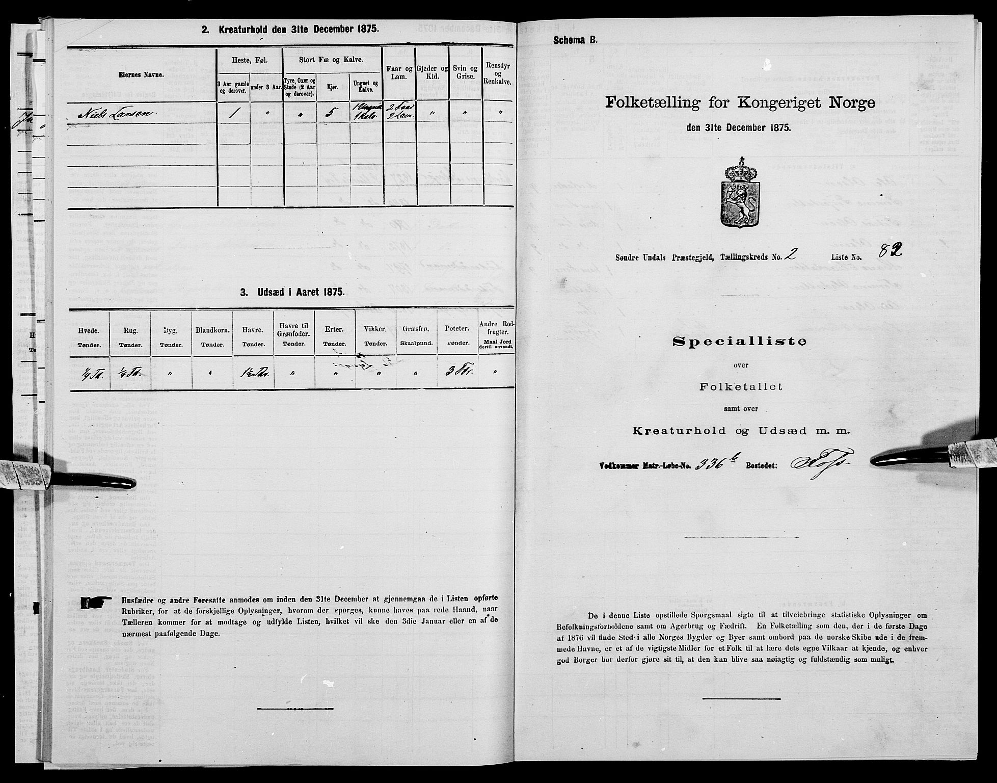 SAK, Folketelling 1875 for 1029P Sør-Audnedal prestegjeld, 1875, s. 366