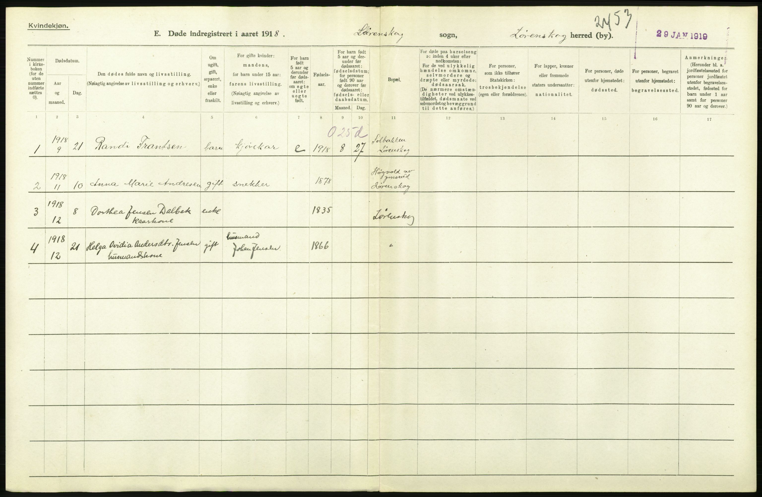 Statistisk sentralbyrå, Sosiodemografiske emner, Befolkning, AV/RA-S-2228/D/Df/Dfb/Dfbh/L0006: Akershus fylke: Døde. Bygder og byer., 1918, s. 584