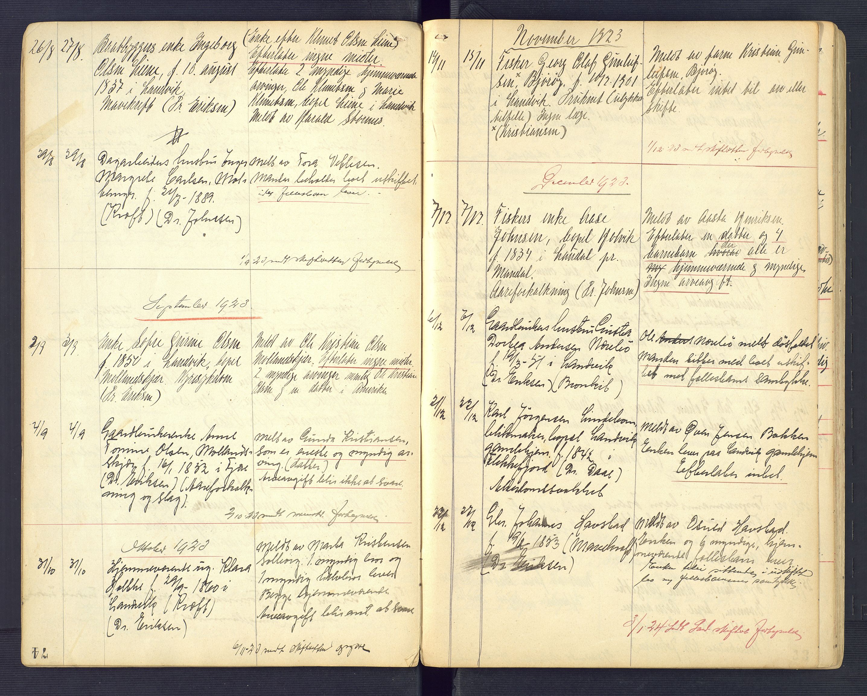 Landvik og Fjære lensmannskontor, SAK/1241-0027/F/Fe/L0002: Anmeldte dødsfall nr 31, 1915-1926