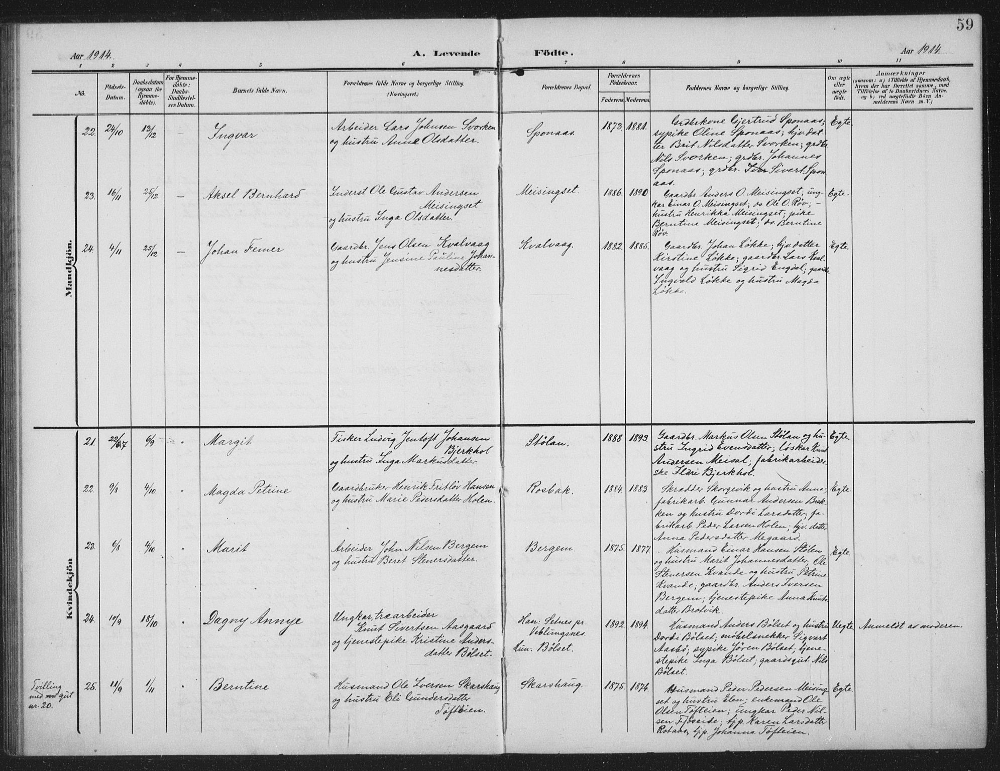 Ministerialprotokoller, klokkerbøker og fødselsregistre - Møre og Romsdal, AV/SAT-A-1454/586/L0989: Ministerialbok nr. 586A15, 1906-1915, s. 59