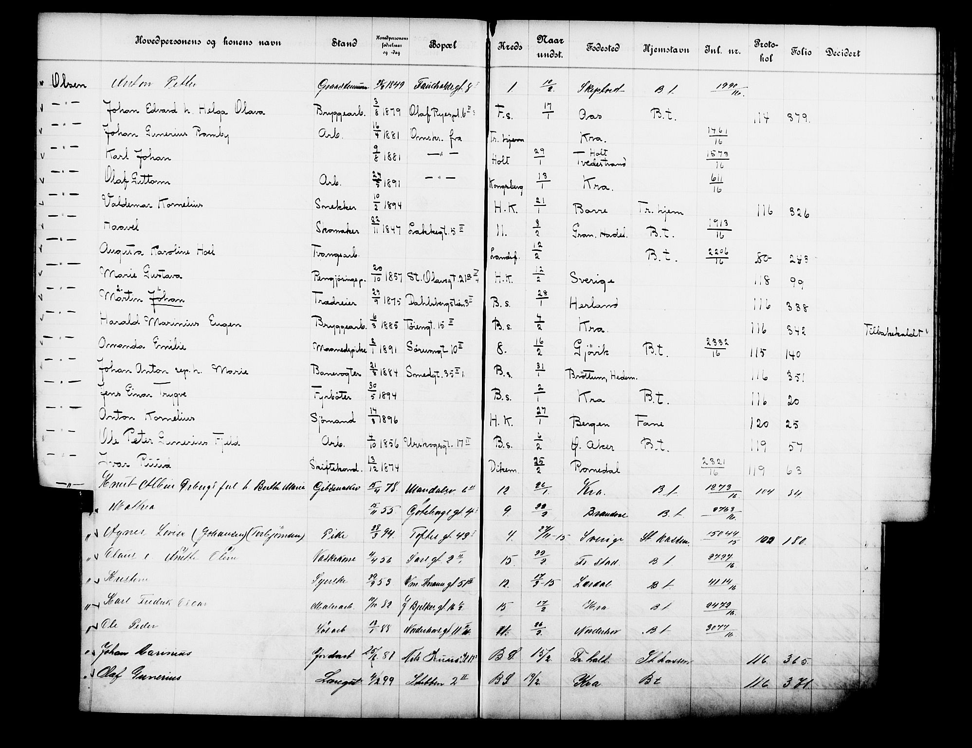 Fattigvesenet, OBA/A-20045/Fb/L0035: Hjemstavnsregister, 1916, s. 139
