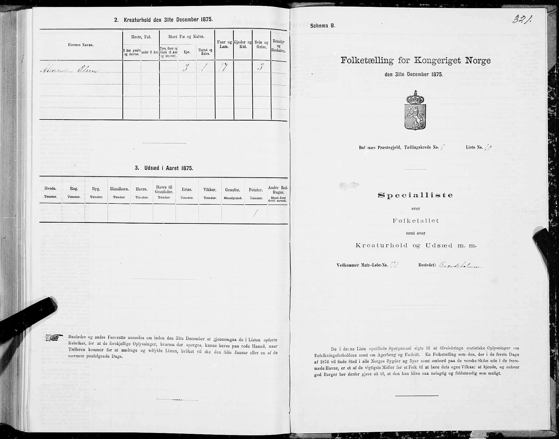 SAT, Folketelling 1875 for 1860P Buksnes prestegjeld, 1875, s. 2321