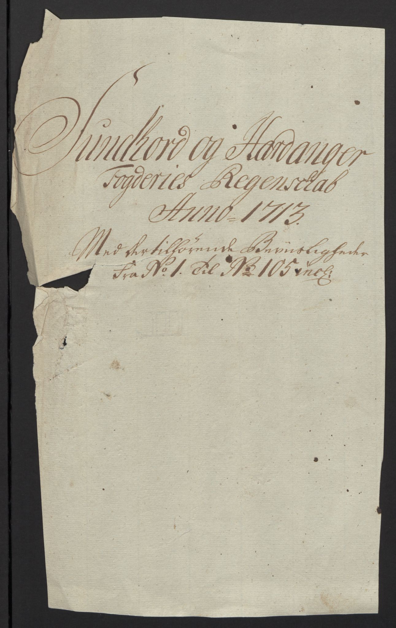 Rentekammeret inntil 1814, Reviderte regnskaper, Fogderegnskap, RA/EA-4092/R48/L2989: Fogderegnskap Sunnhordland og Hardanger, 1713, s. 3