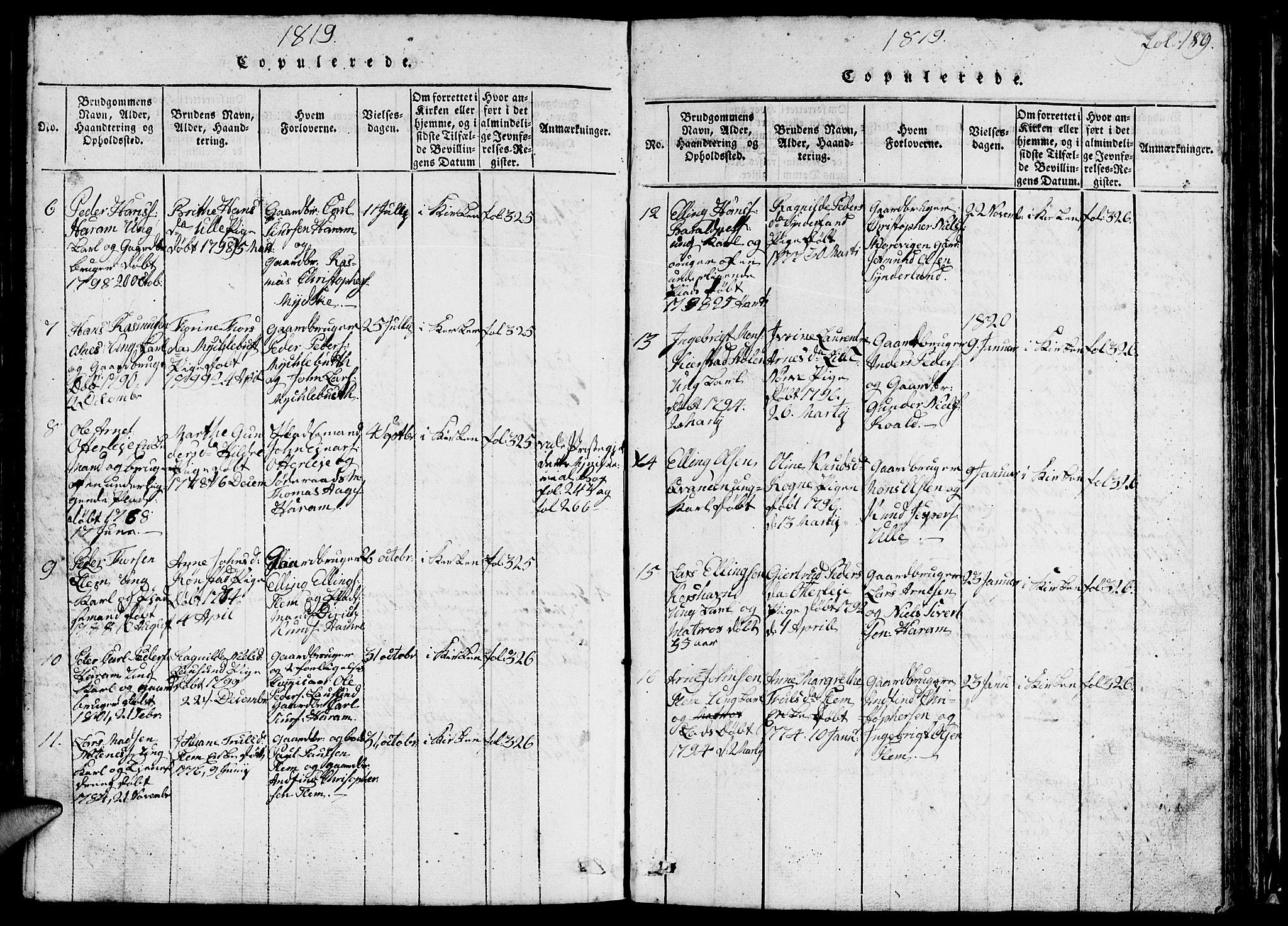 Ministerialprotokoller, klokkerbøker og fødselsregistre - Møre og Romsdal, AV/SAT-A-1454/536/L0506: Klokkerbok nr. 536C01, 1818-1859, s. 189