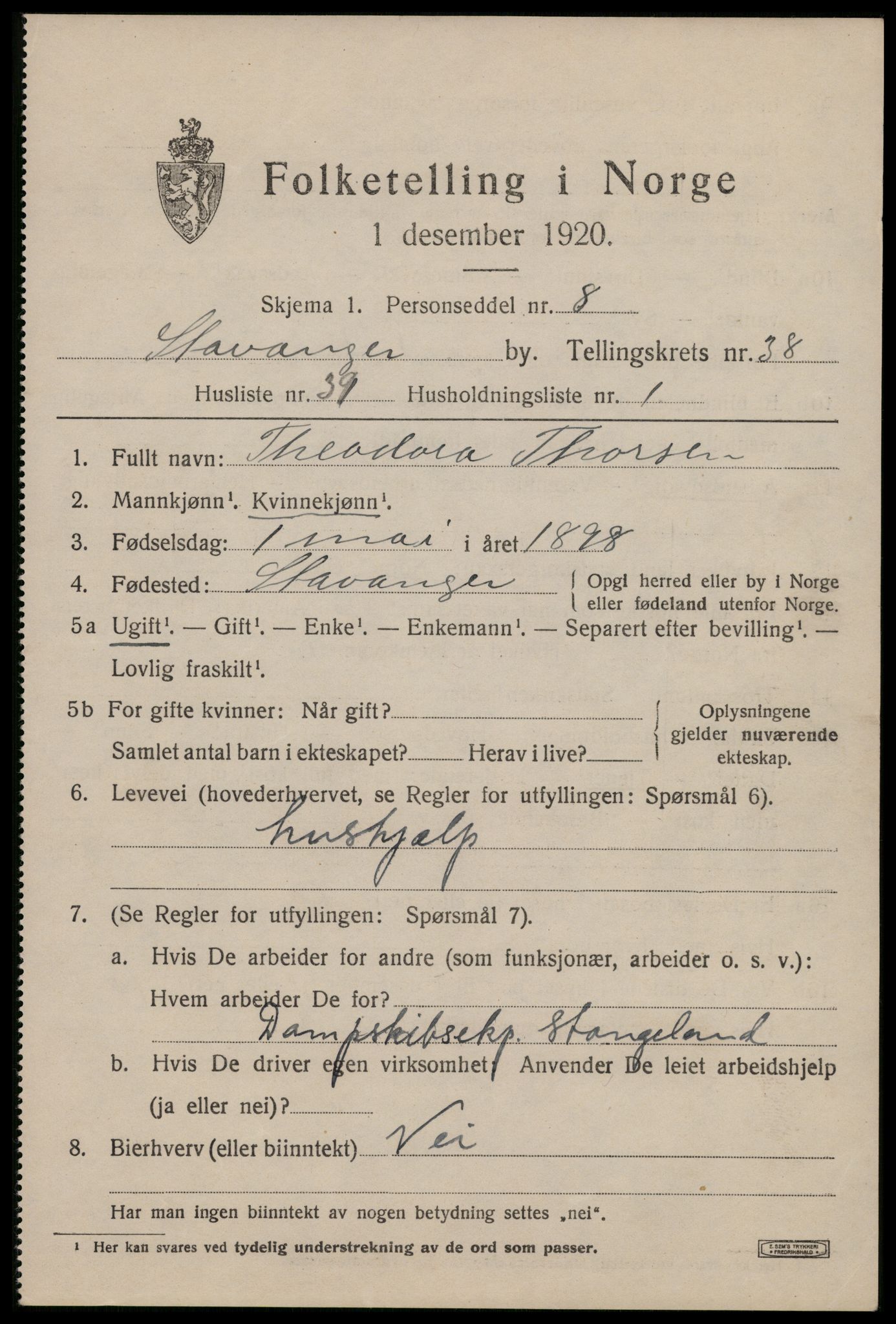 SAST, Folketelling 1920 for 1103 Stavanger kjøpstad, 1920, s. 99734