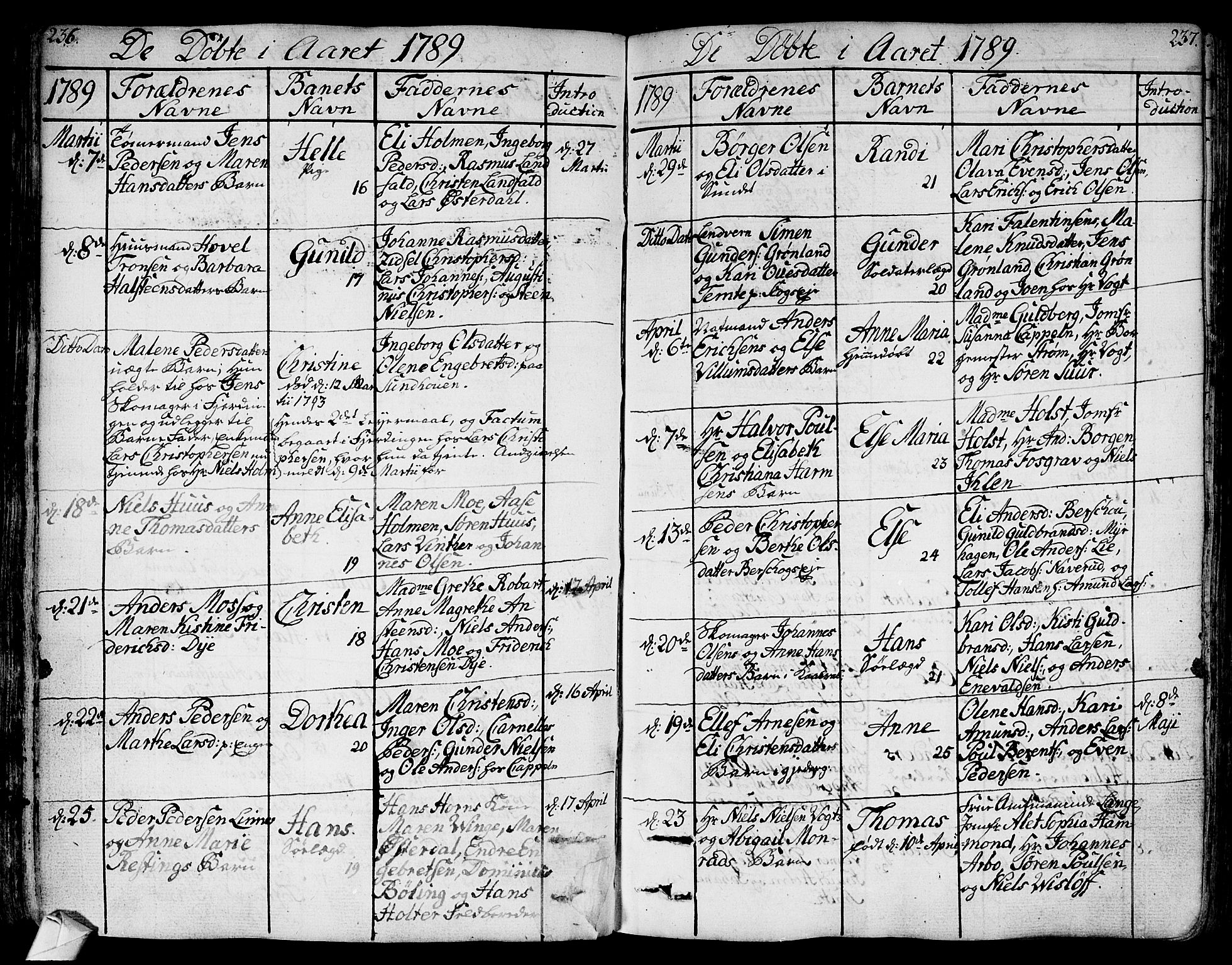 Bragernes kirkebøker, AV/SAKO-A-6/F/Fa/L0006a: Ministerialbok nr. I 6, 1782-1814, s. 236-237