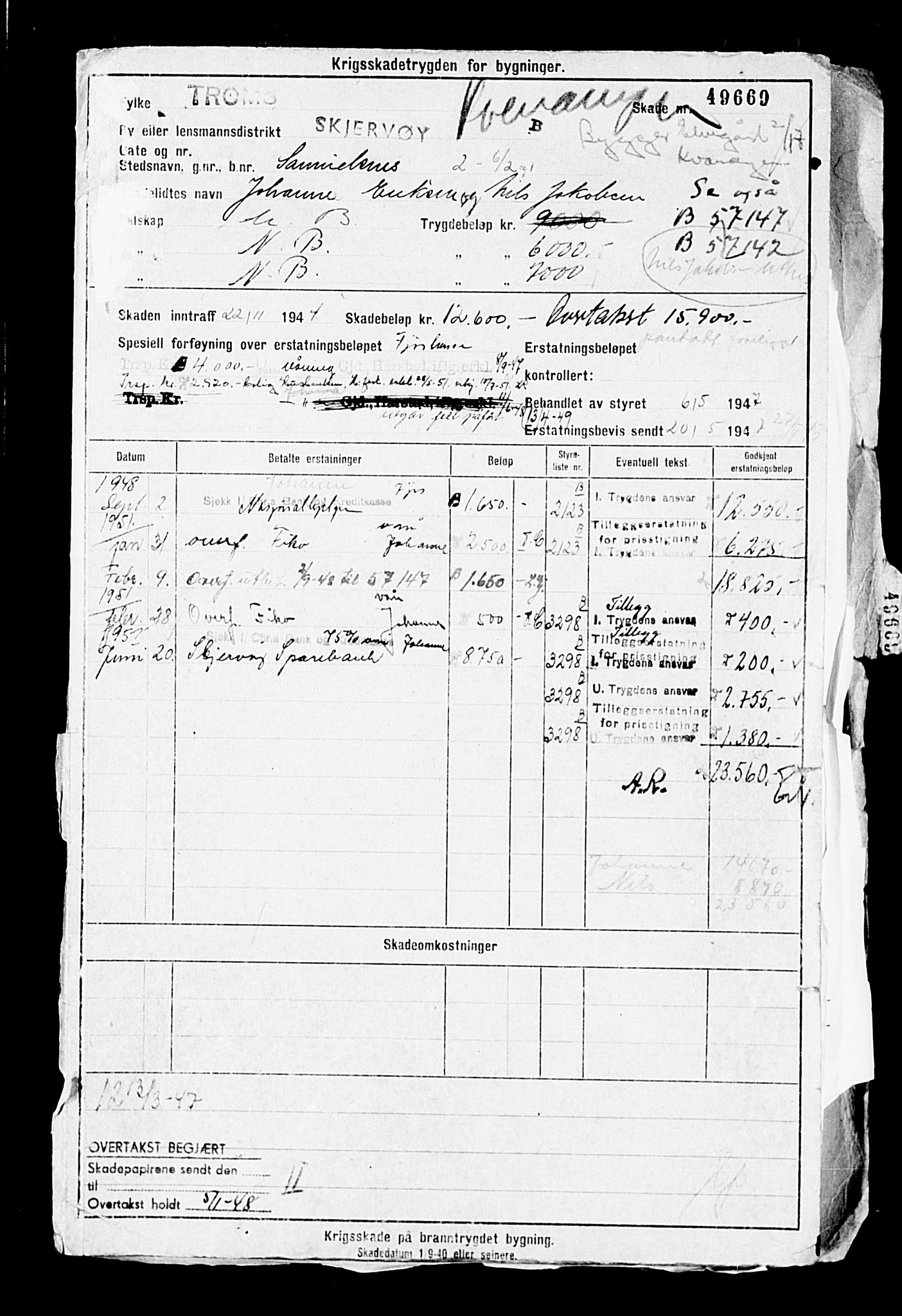 Krigsskadetrygdene for bygninger og løsøre, AV/RA-S-1548/V/L0014: --, 1940-1945, s. 37