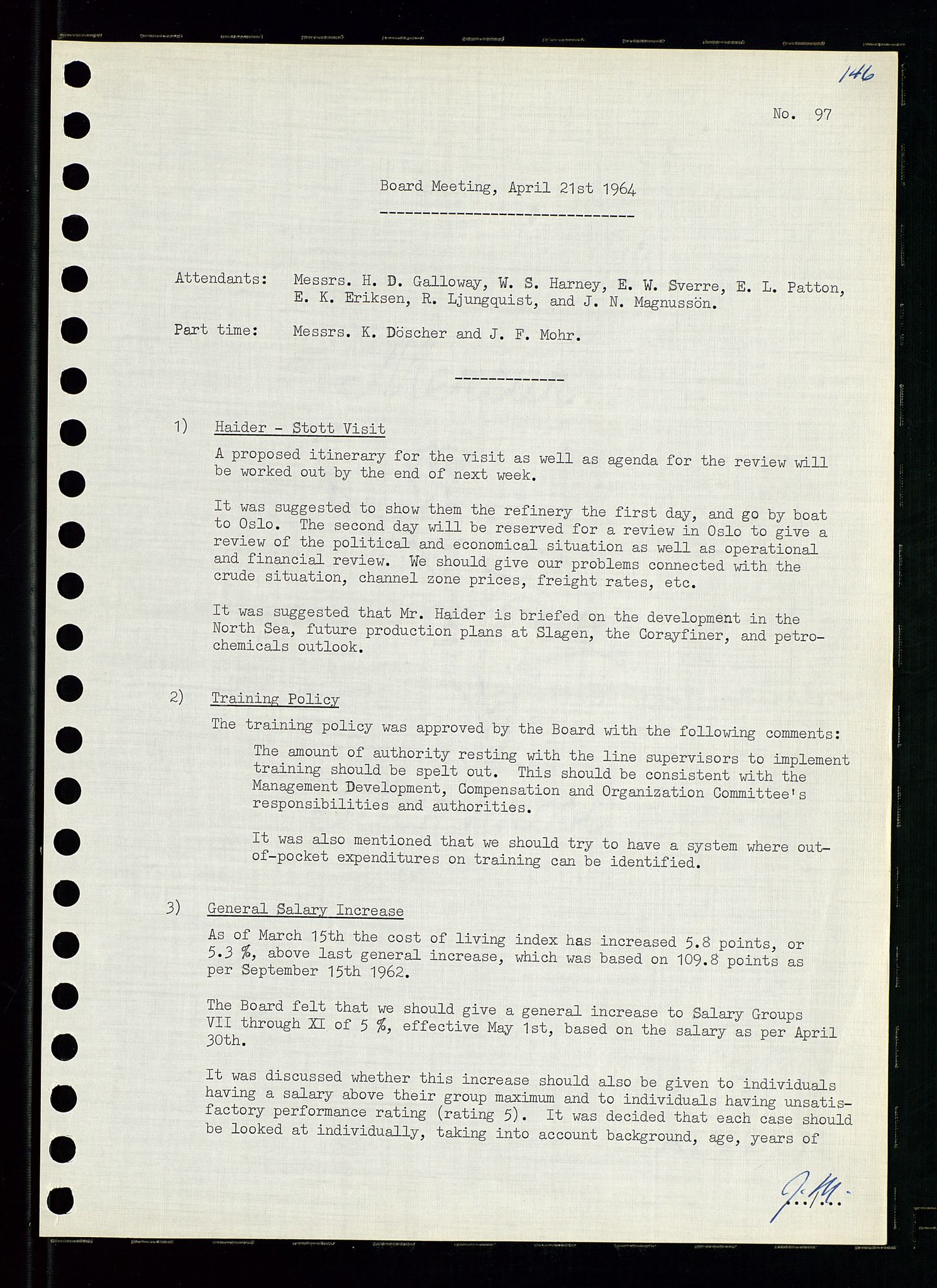 Pa 0982 - Esso Norge A/S, AV/SAST-A-100448/A/Aa/L0001/0004: Den administrerende direksjon Board minutes (styrereferater) / Den administrerende direksjon Board minutes (styrereferater), 1963-1964, s. 115