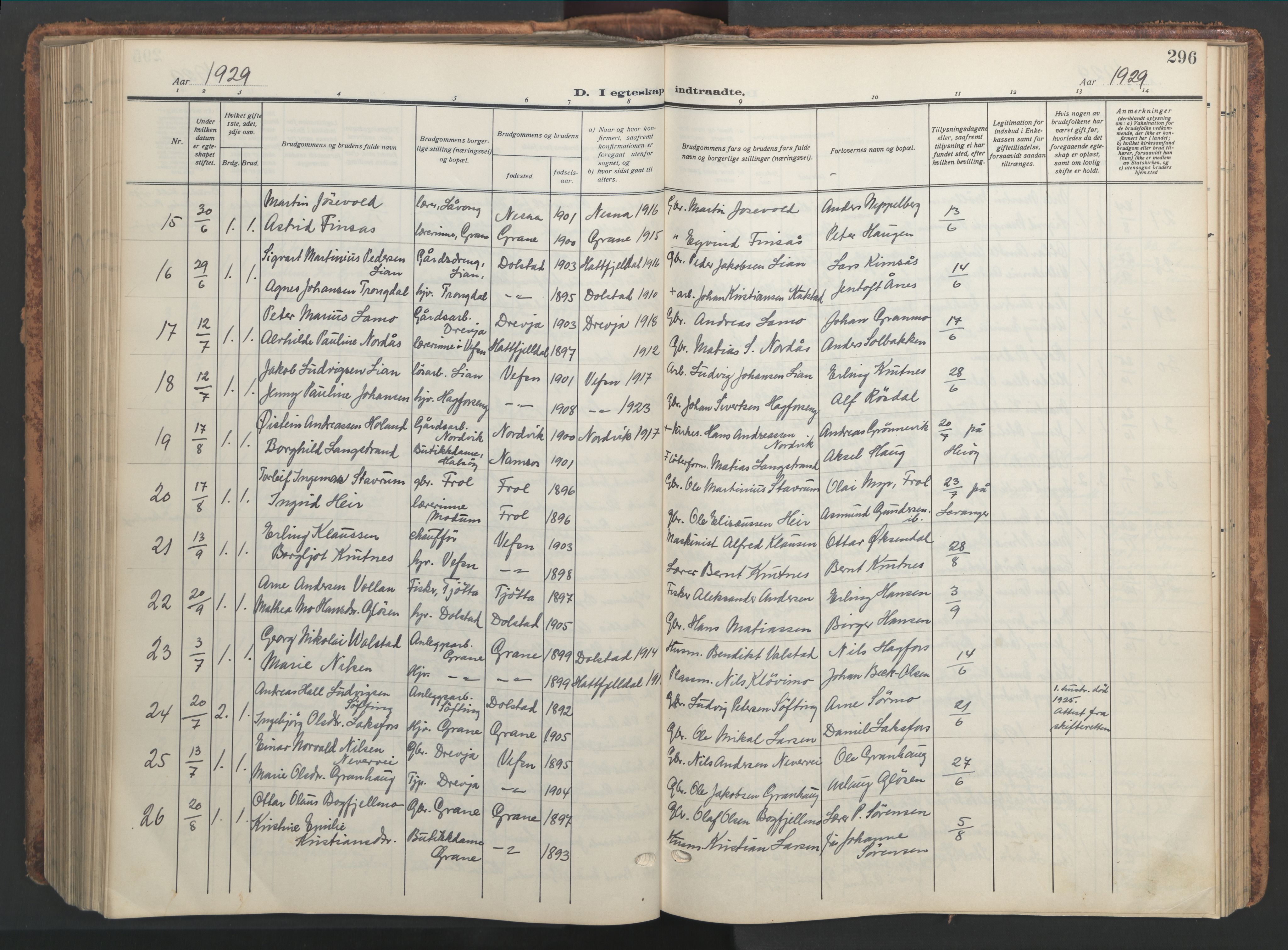 Ministerialprotokoller, klokkerbøker og fødselsregistre - Nordland, AV/SAT-A-1459/820/L0302: Klokkerbok nr. 820C04, 1917-1948, s. 296