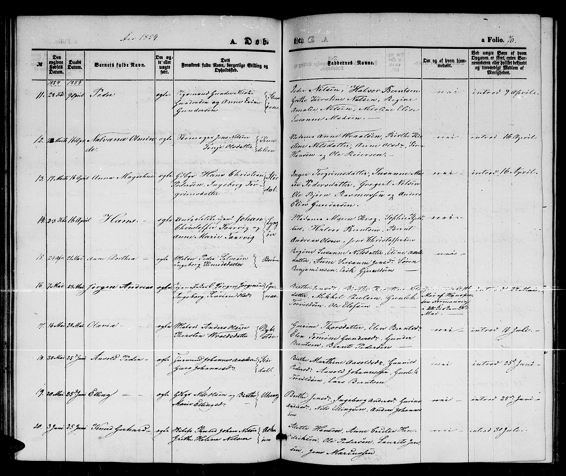 Dypvåg sokneprestkontor, AV/SAK-1111-0007/F/Fb/Fba/L0010: Klokkerbok nr. B 10, 1842-1857, s. 70
