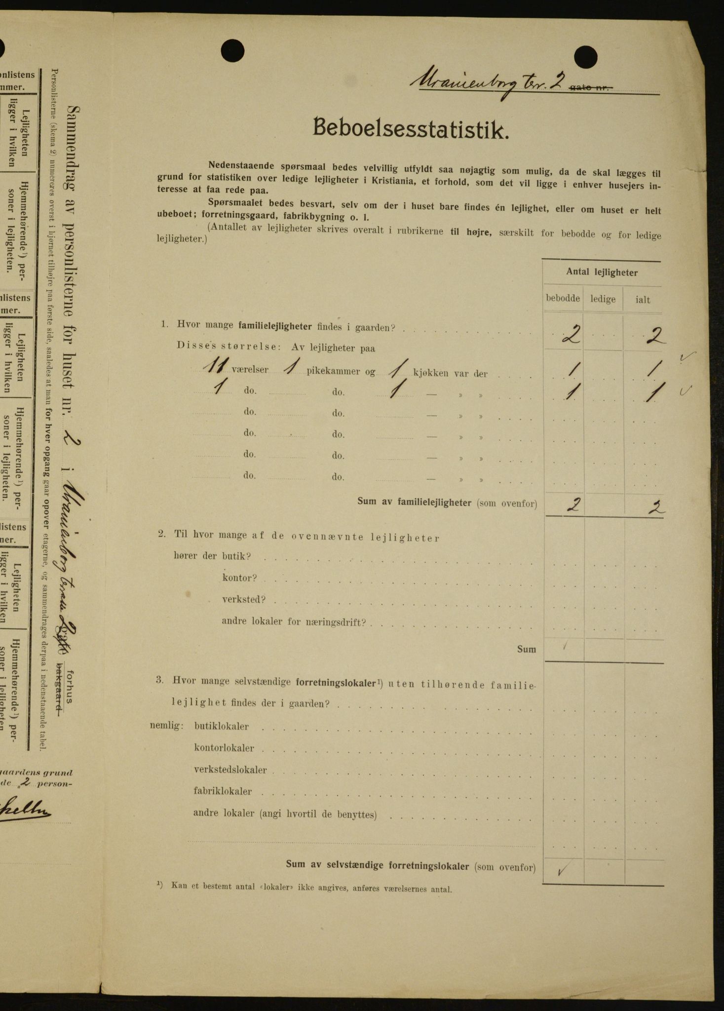 OBA, Kommunal folketelling 1.2.1909 for Kristiania kjøpstad, 1909, s. 109031