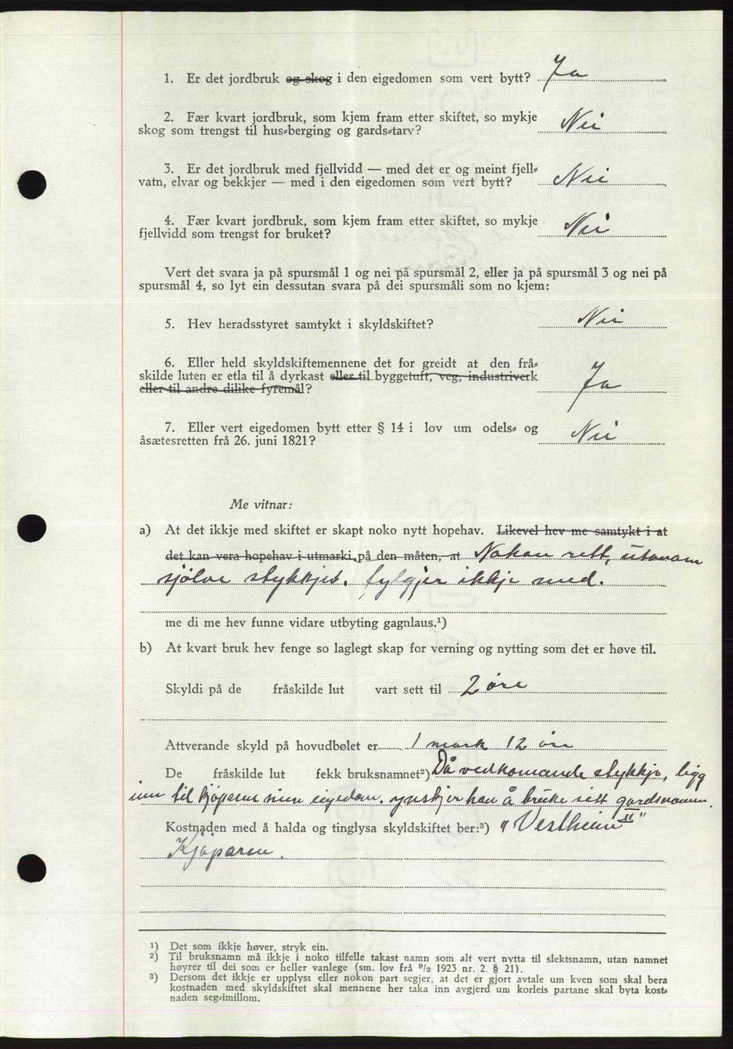 Søre Sunnmøre sorenskriveri, AV/SAT-A-4122/1/2/2C/L0075: Pantebok nr. 1A, 1943-1943, Dagboknr: 1104/1943