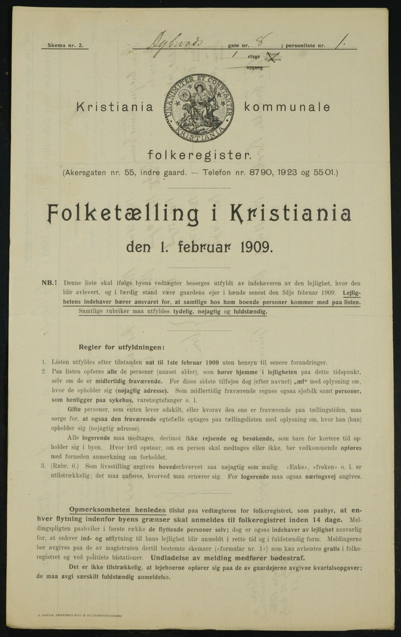 OBA, Kommunal folketelling 1.2.1909 for Kristiania kjøpstad, 1909, s. 15996