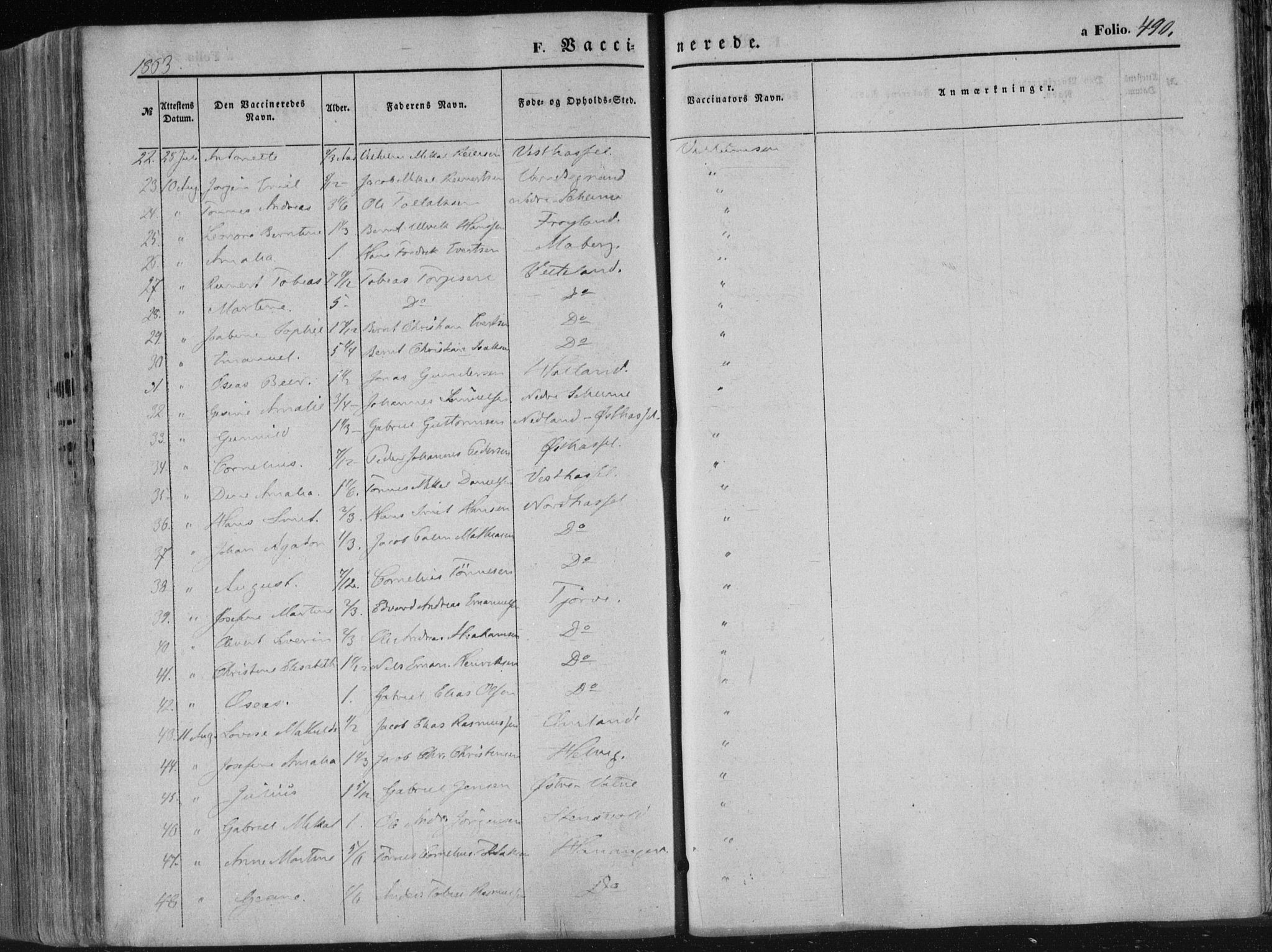 Lista sokneprestkontor, AV/SAK-1111-0027/F/Fa/L0011: Ministerialbok nr. A 11, 1861-1878, s. 490