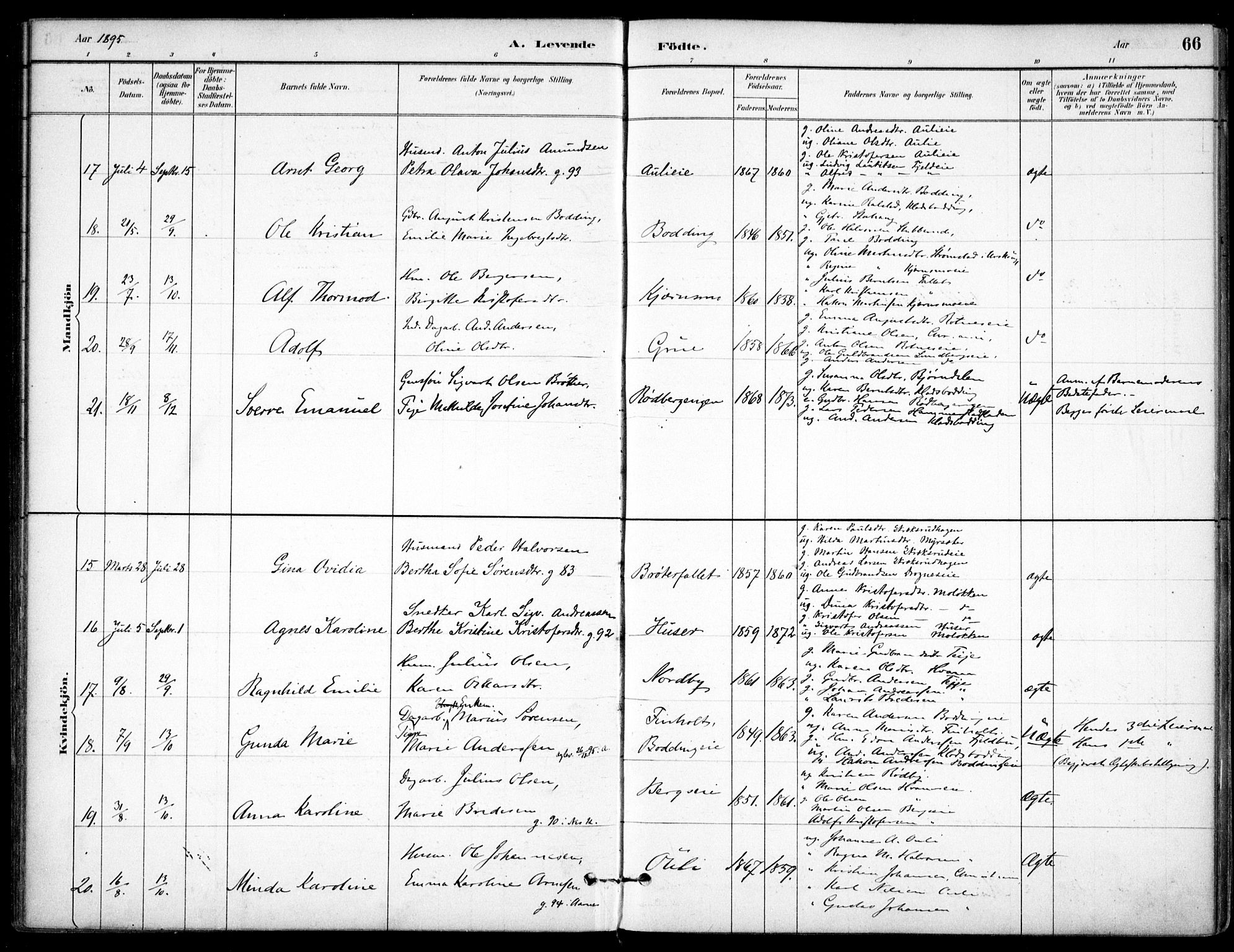 Nes prestekontor Kirkebøker, AV/SAO-A-10410/F/Fc/L0002: Ministerialbok nr. IIi 2, 1882-1916, s. 66
