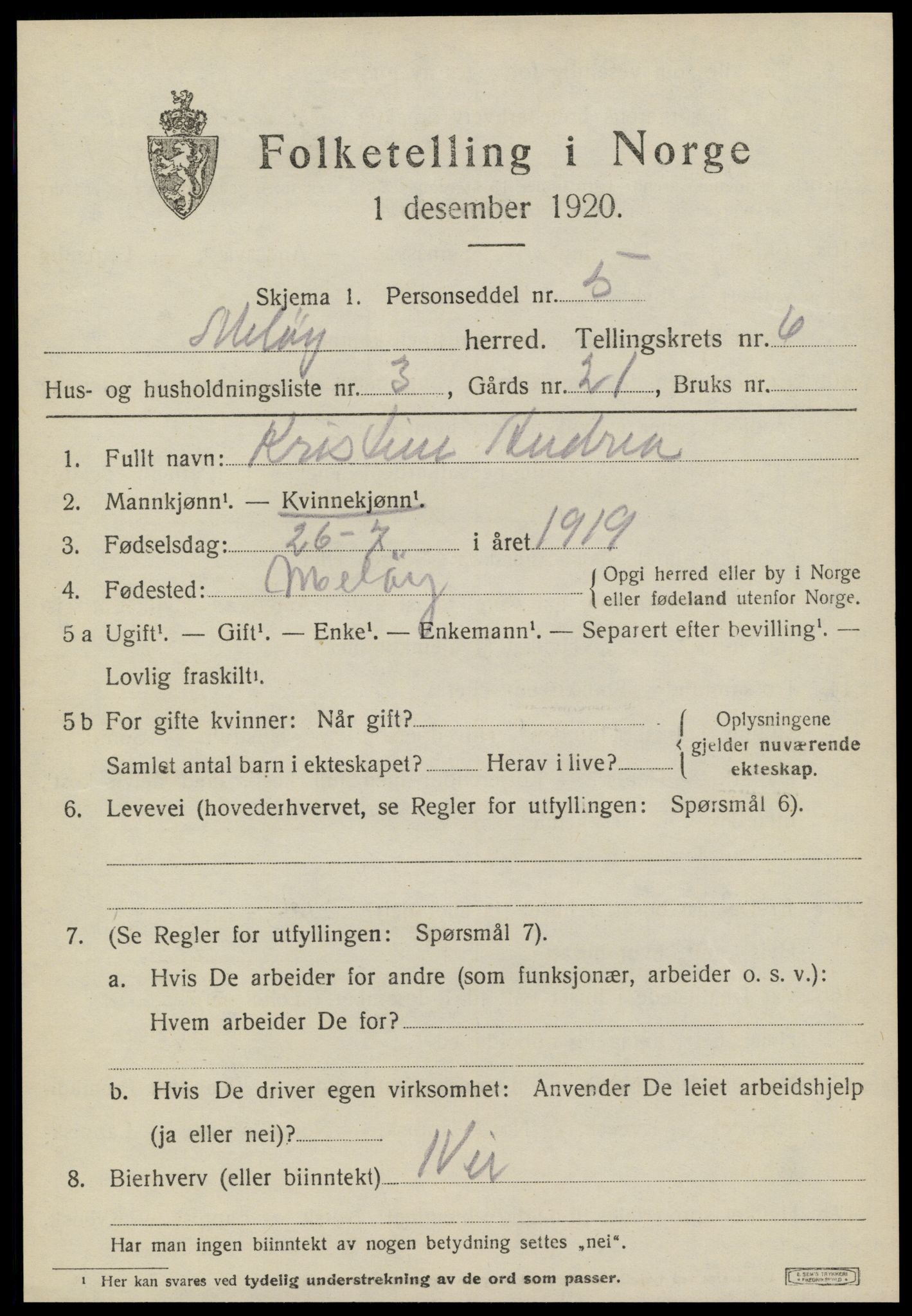 SAT, Folketelling 1920 for 1837 Meløy herred, 1920, s. 3429