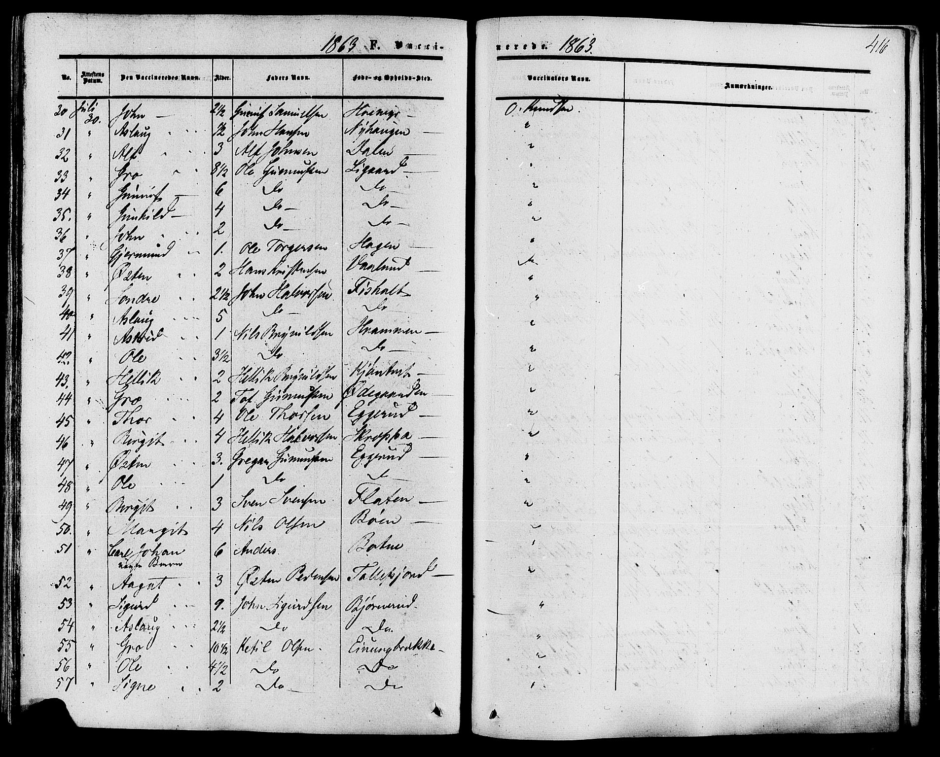 Tinn kirkebøker, AV/SAKO-A-308/F/Fa/L0006: Ministerialbok nr. I 6, 1857-1878, s. 416