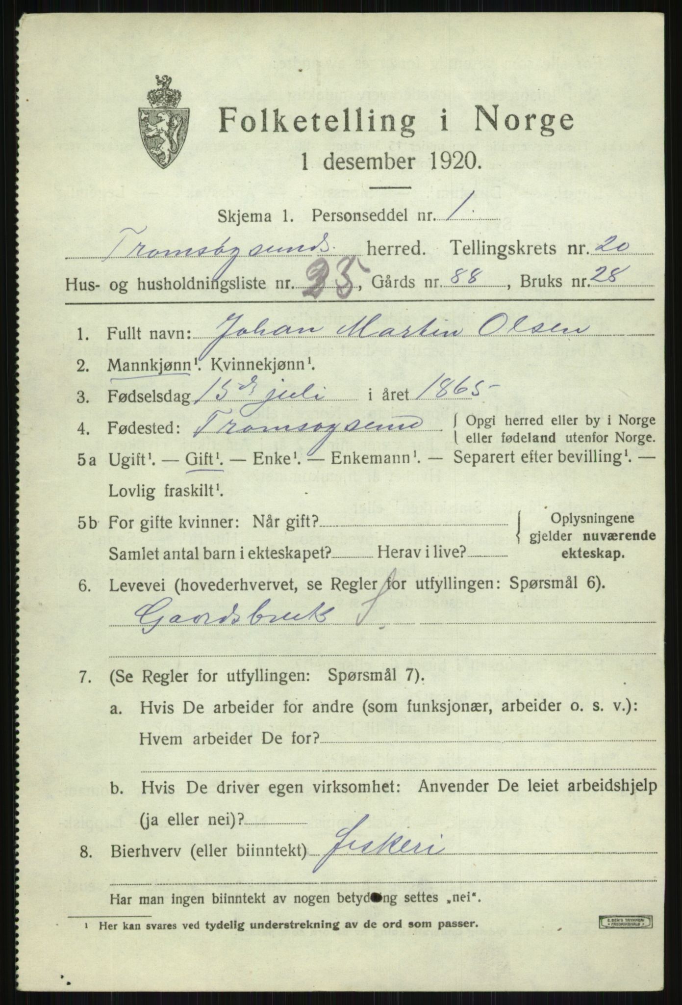 SATØ, Folketelling 1920 for 1934 Tromsøysund herred, 1920, s. 10918