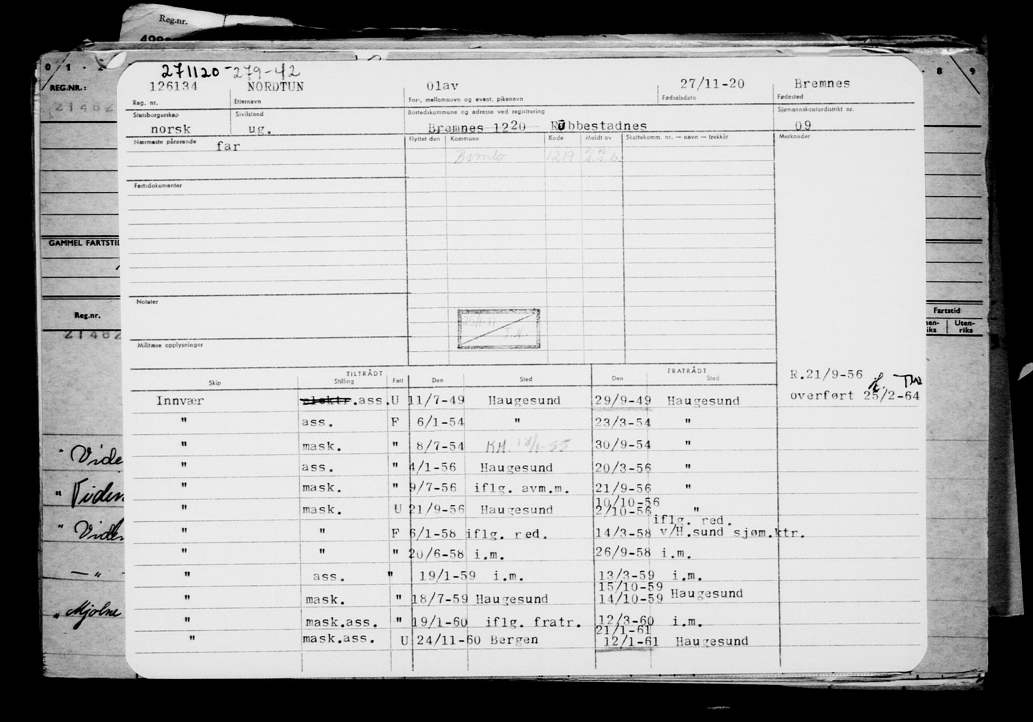 Direktoratet for sjømenn, AV/RA-S-3545/G/Gb/L0187: Hovedkort, 1920, s. 621