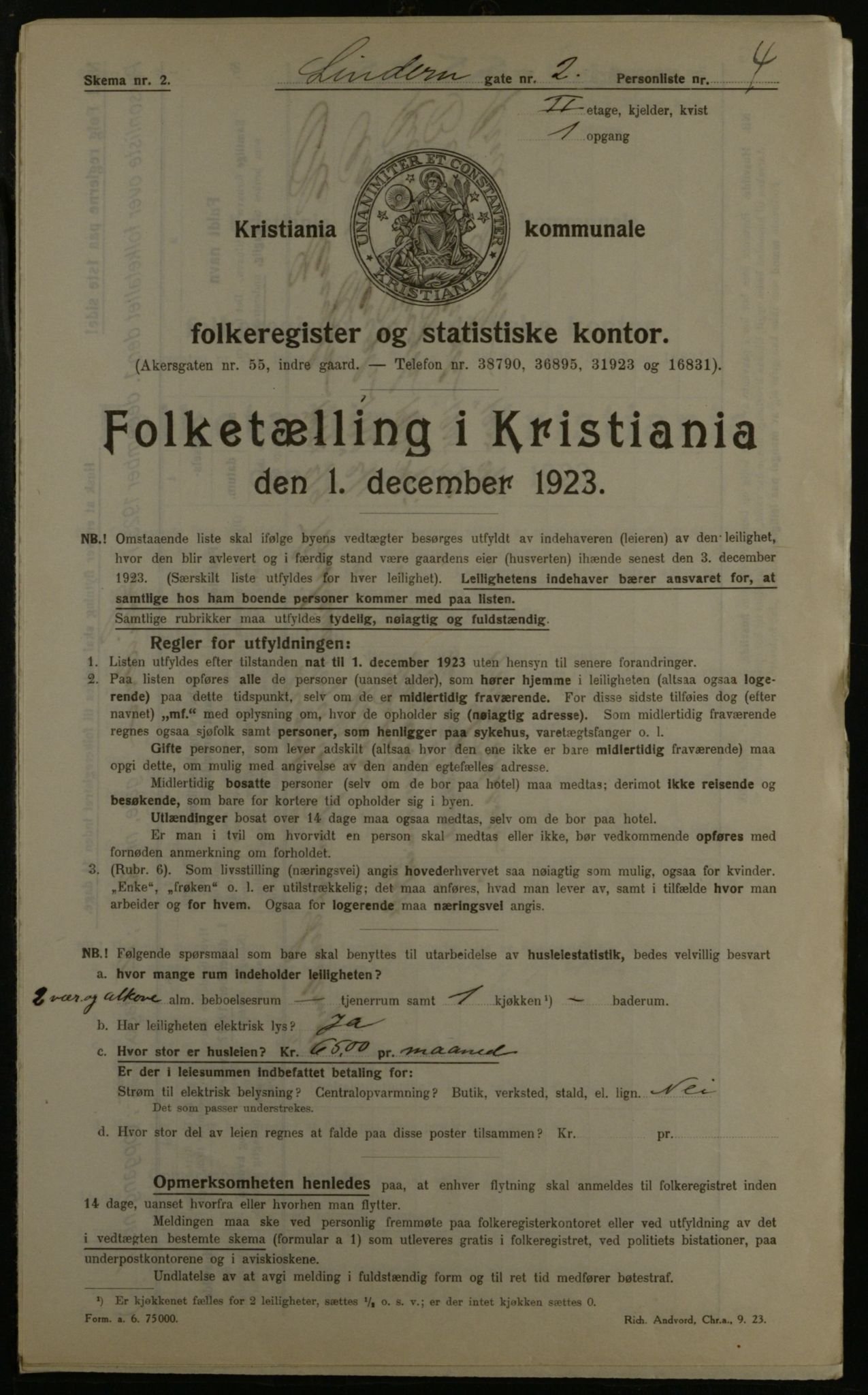 OBA, Kommunal folketelling 1.12.1923 for Kristiania, 1923, s. 64047