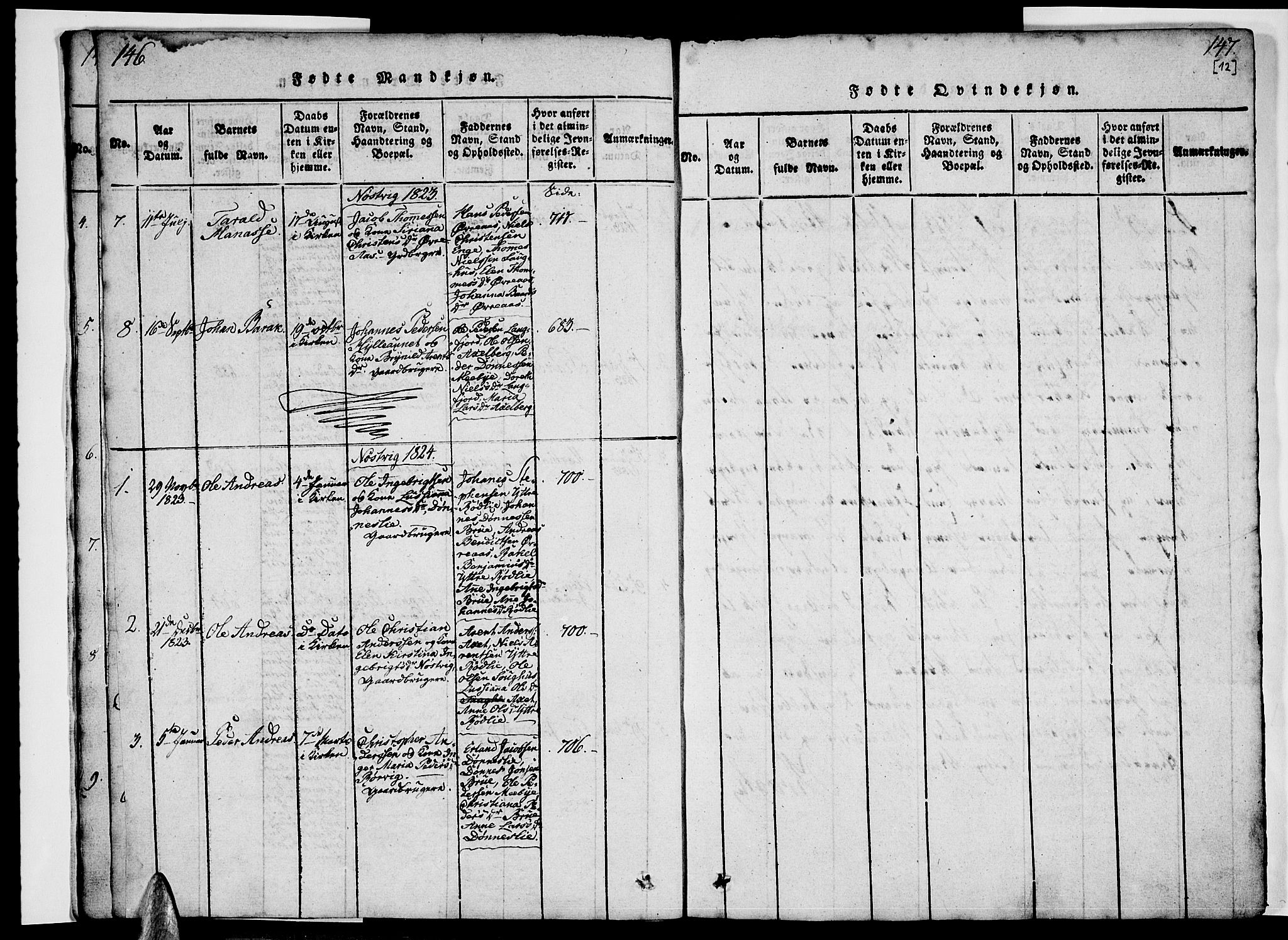 Ministerialprotokoller, klokkerbøker og fødselsregistre - Nordland, AV/SAT-A-1459/814/L0223: Ministerialbok nr. 814A04, 1820-1833, s. 146-147