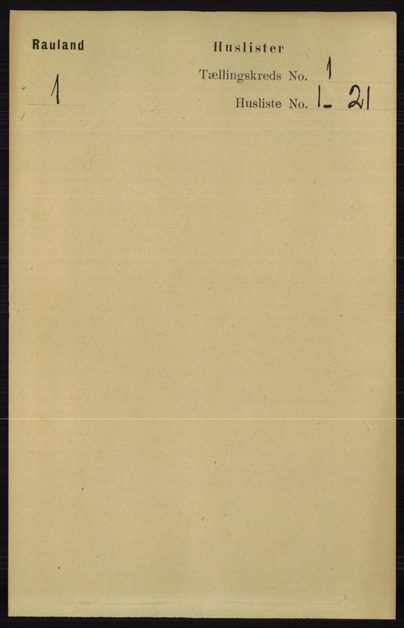RA, Folketelling 1891 for 0835 Rauland herred, 1891, s. 14