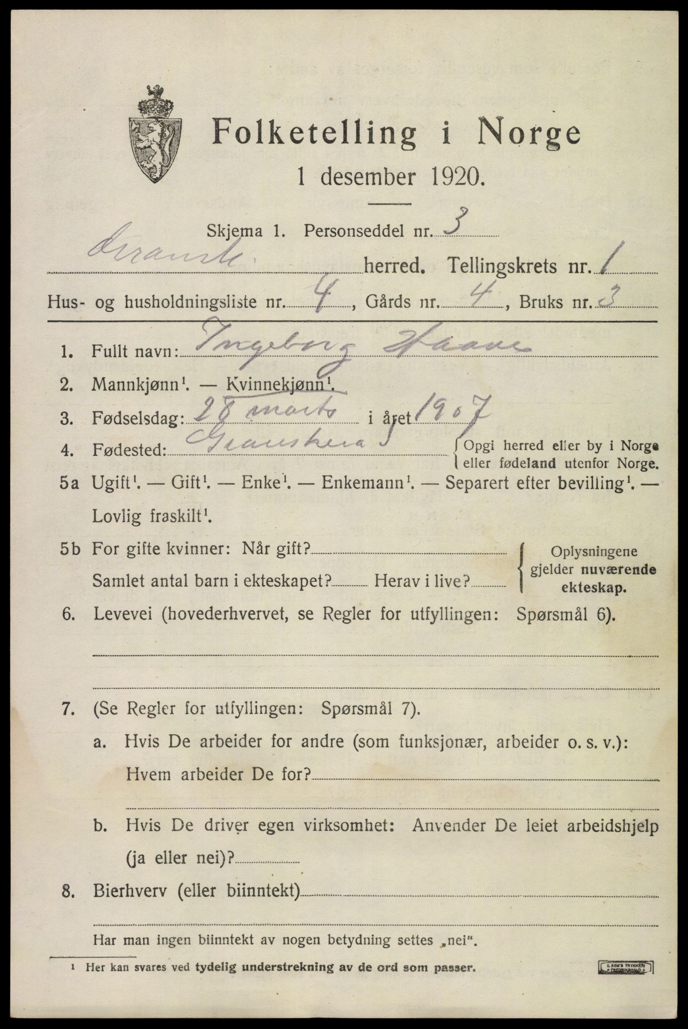 SAKO, Folketelling 1920 for 0824 Gransherad herred, 1920, s. 558