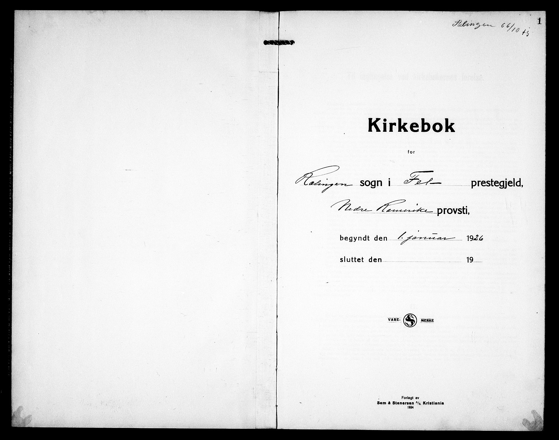 Fet prestekontor Kirkebøker, SAO/A-10370a/G/Gb/L0007: Klokkerbok nr. II 7, 1926-1938, s. 1