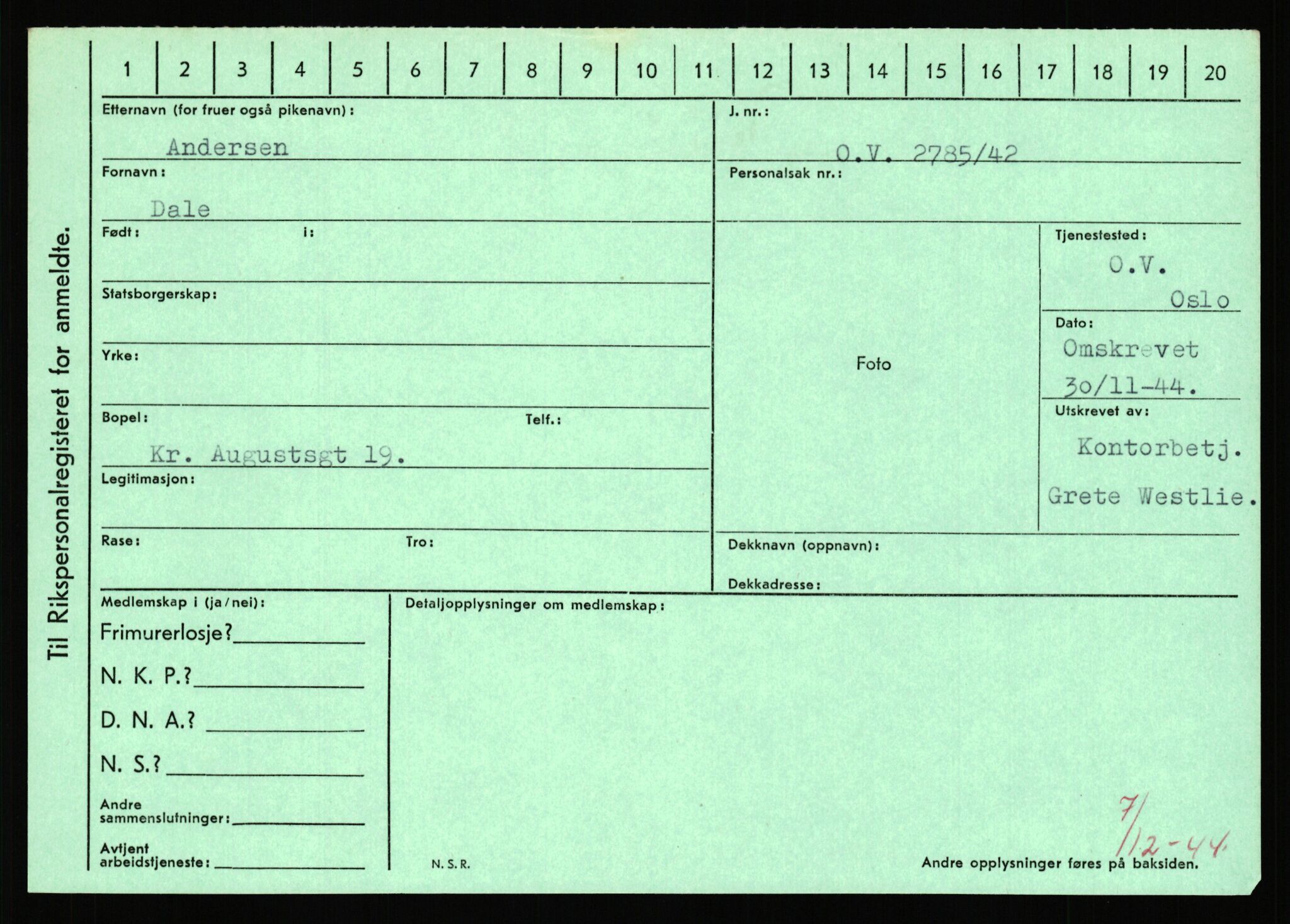 Statspolitiet - Hovedkontoret / Osloavdelingen, AV/RA-S-1329/C/Ca/L0001: Aabakken - Armann, 1943-1945, s. 1933