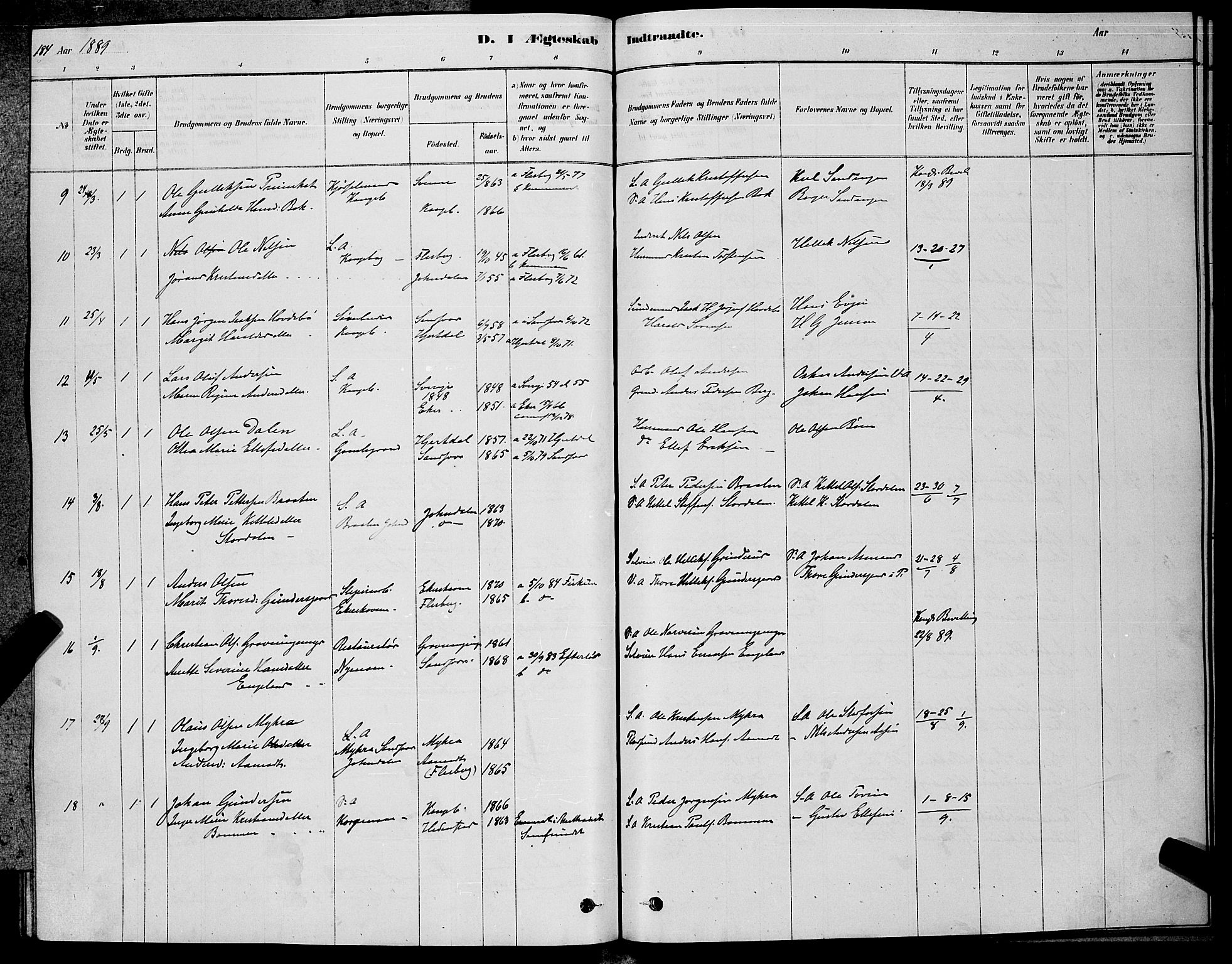 Kongsberg kirkebøker, AV/SAKO-A-22/G/Ga/L0005: Klokkerbok nr. 5, 1878-1889, s. 184