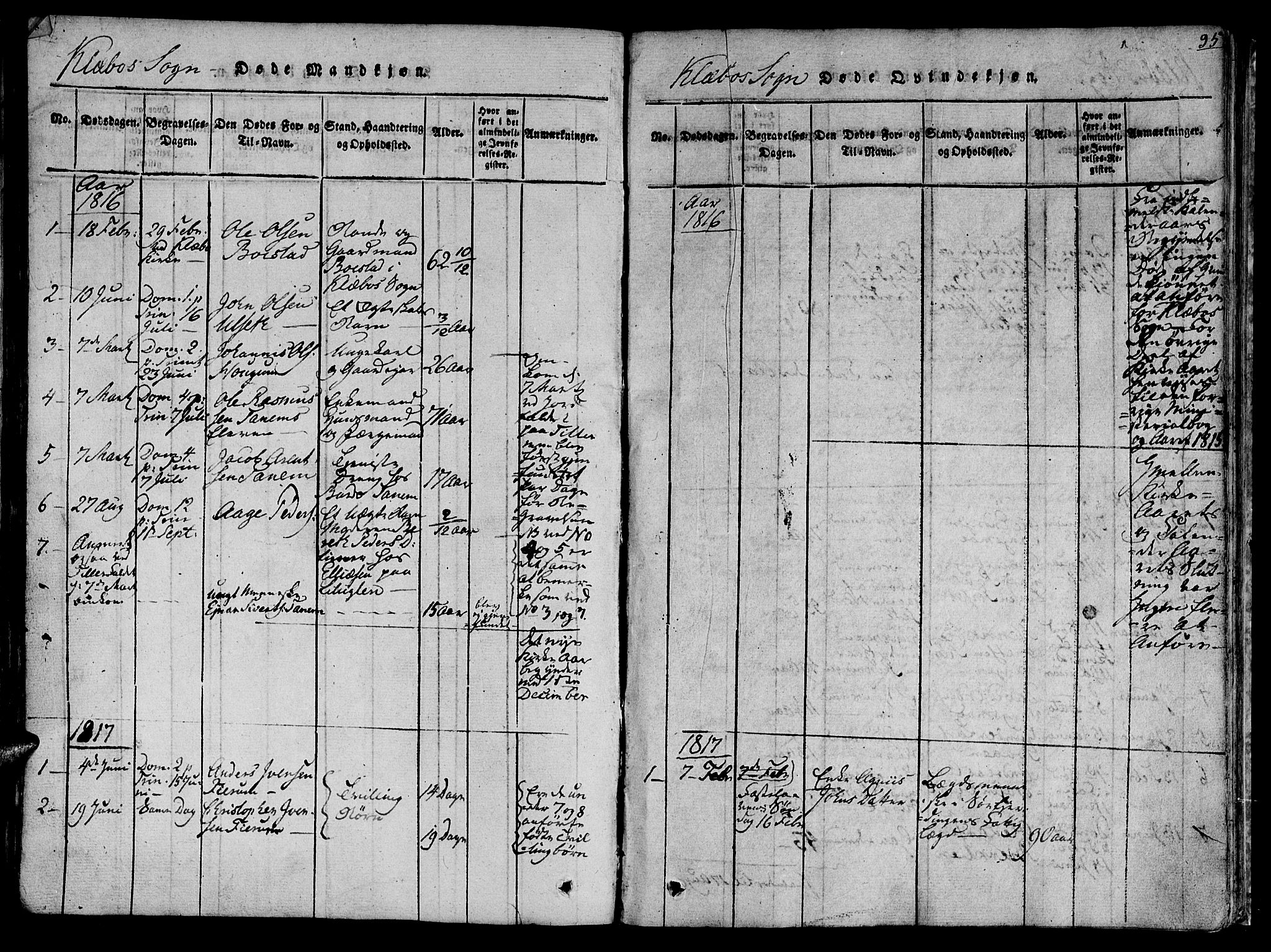 Ministerialprotokoller, klokkerbøker og fødselsregistre - Sør-Trøndelag, SAT/A-1456/618/L0439: Ministerialbok nr. 618A04 /1, 1816-1843, s. 95