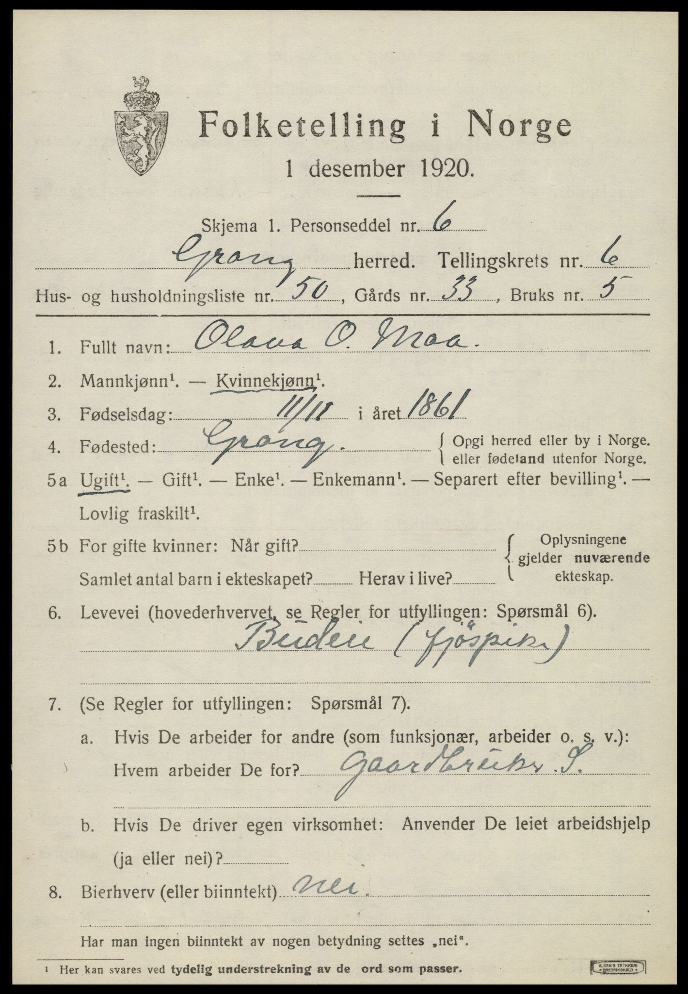 SAT, Folketelling 1920 for 1742 Grong herred, 1920, s. 4073