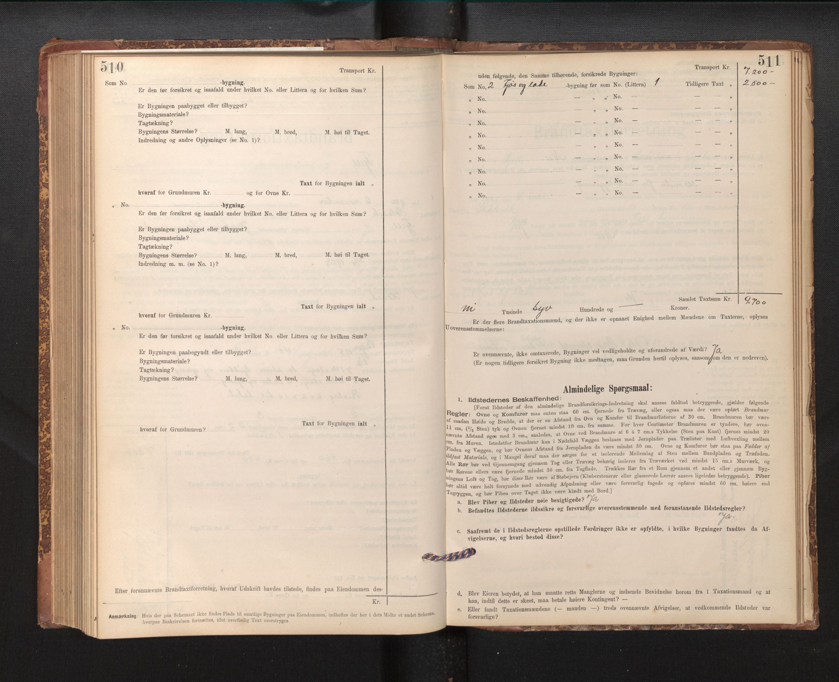 Lensmannen i Fjell, SAB/A-32301/0012/L0005: Branntakstprotokoll, skjematakst, 1895-1931, s. 510-511