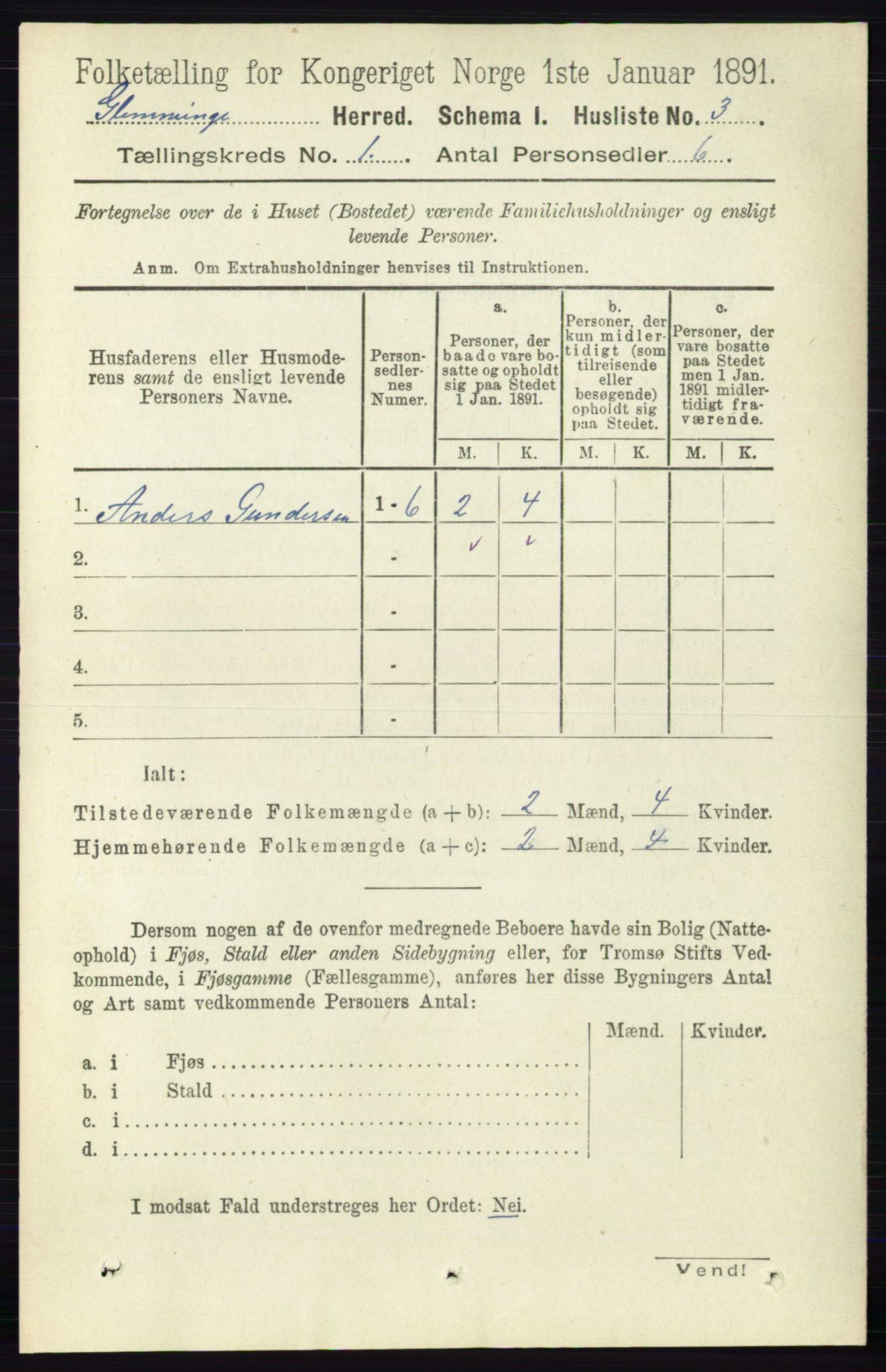 RA, Folketelling 1891 for 0132 Glemmen herred, 1891, s. 47