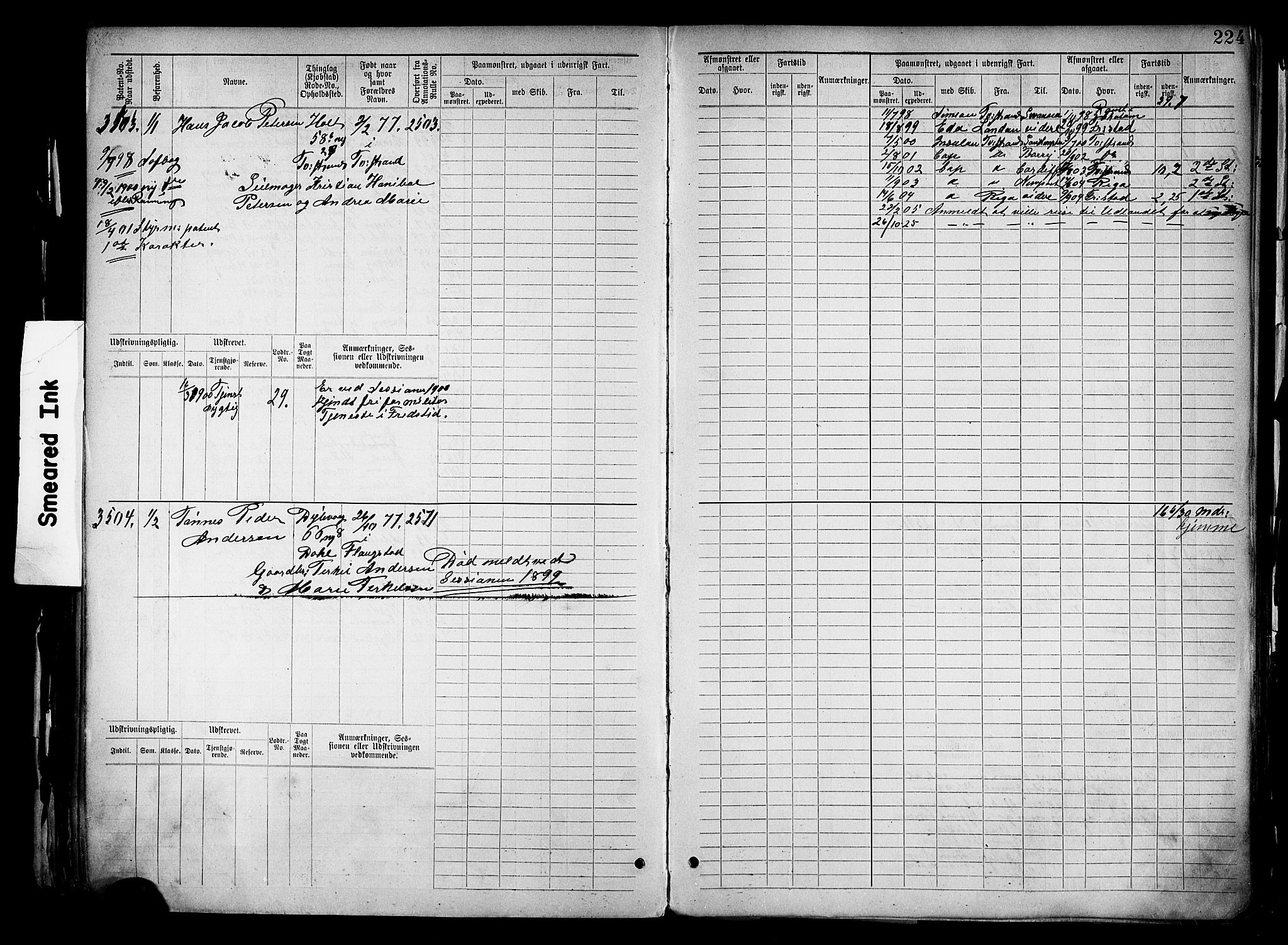 Tvedestrand mønstringskrets, SAK/2031-0011/F/Fb/L0019: Hovedrulle nr 3057-3818, U-35, 1892-1906, s. 232