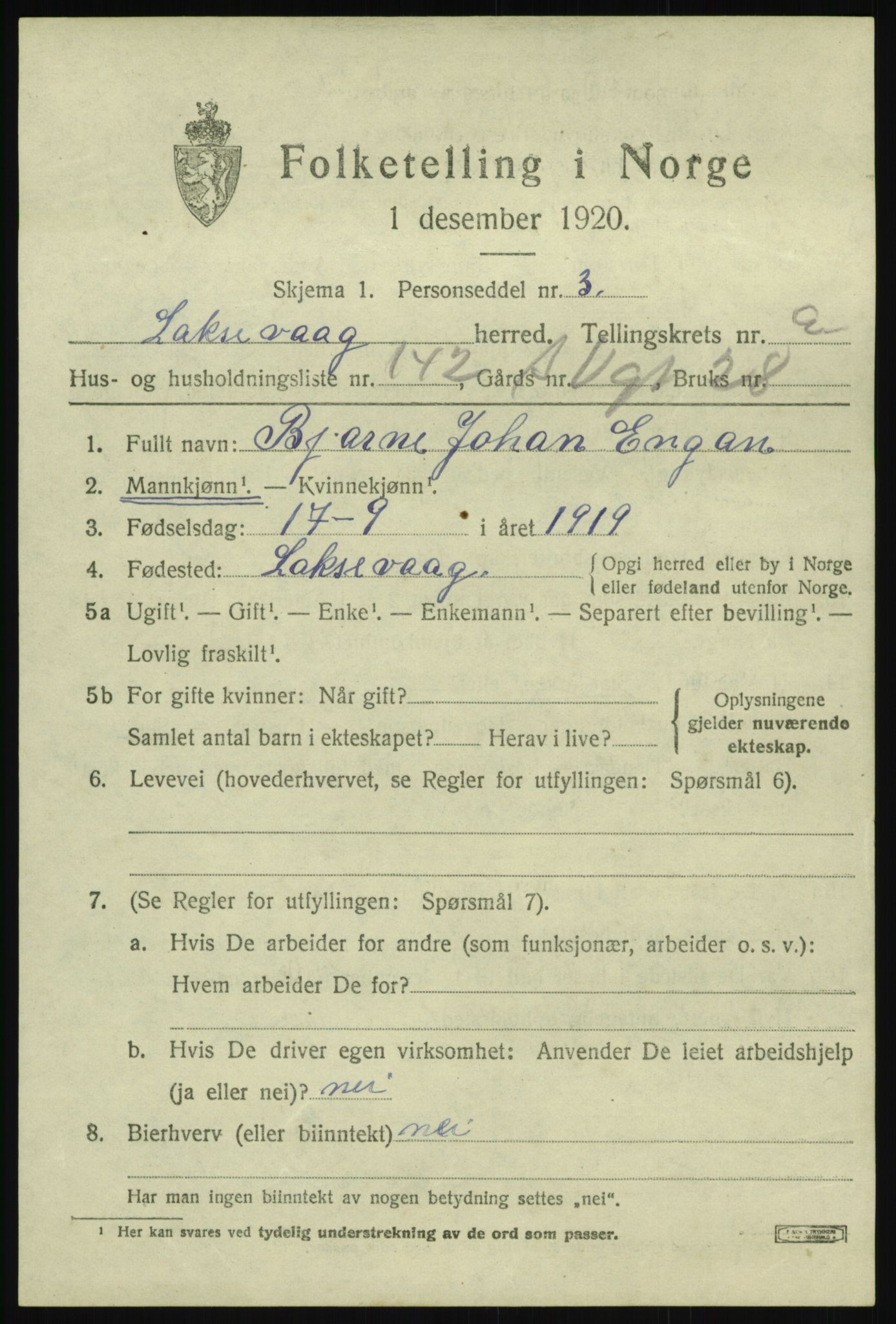 SAB, Folketelling 1920 for 1248 Laksevåg herred, 1920, s. 12514