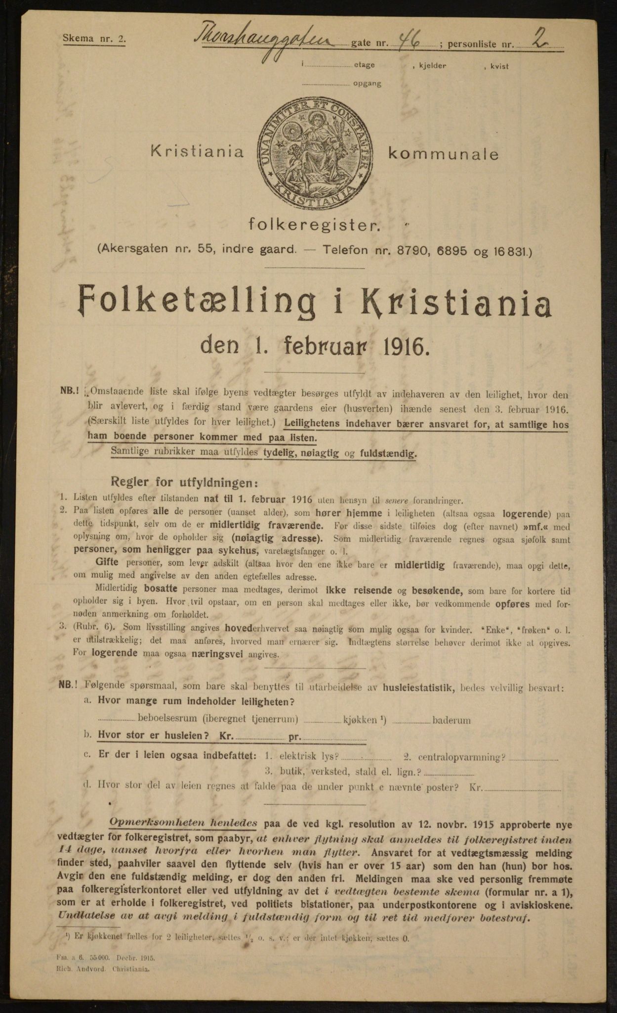 OBA, Kommunal folketelling 1.2.1916 for Kristiania, 1916, s. 118206