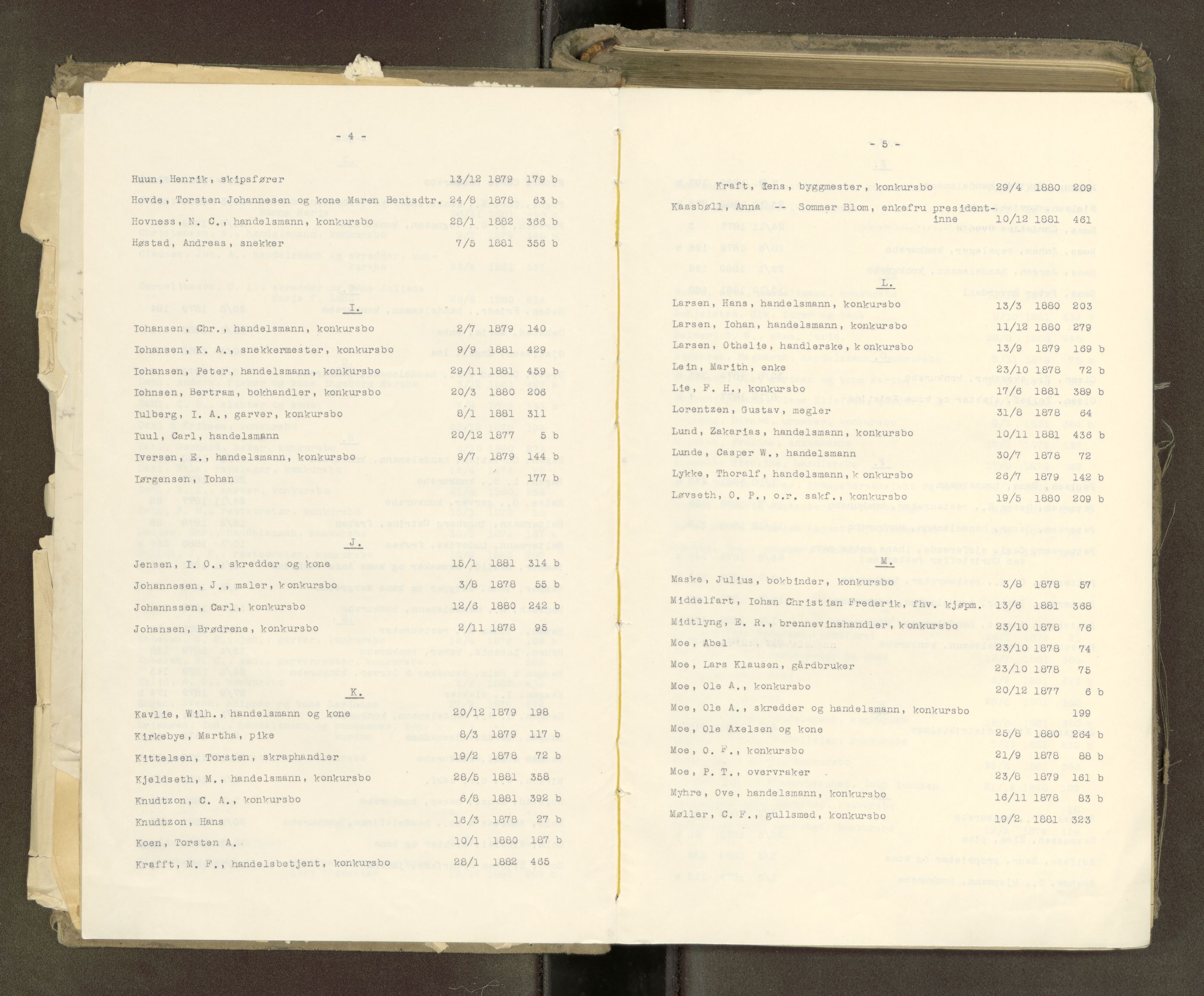 Trondheim byfogd, SAT/A-0003/1/3/3A/L0032: Skifteutlodningsprotokoll - 22/9-1/4. (m/ register) U, 1877-1882