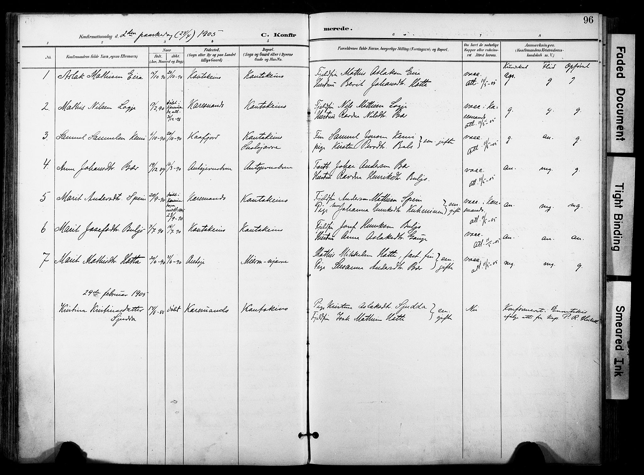 Kautokeino sokneprestembete, AV/SATØ-S-1340/H/Ha/L0005.kirke: Ministerialbok nr. 5, 1896-1916, s. 96