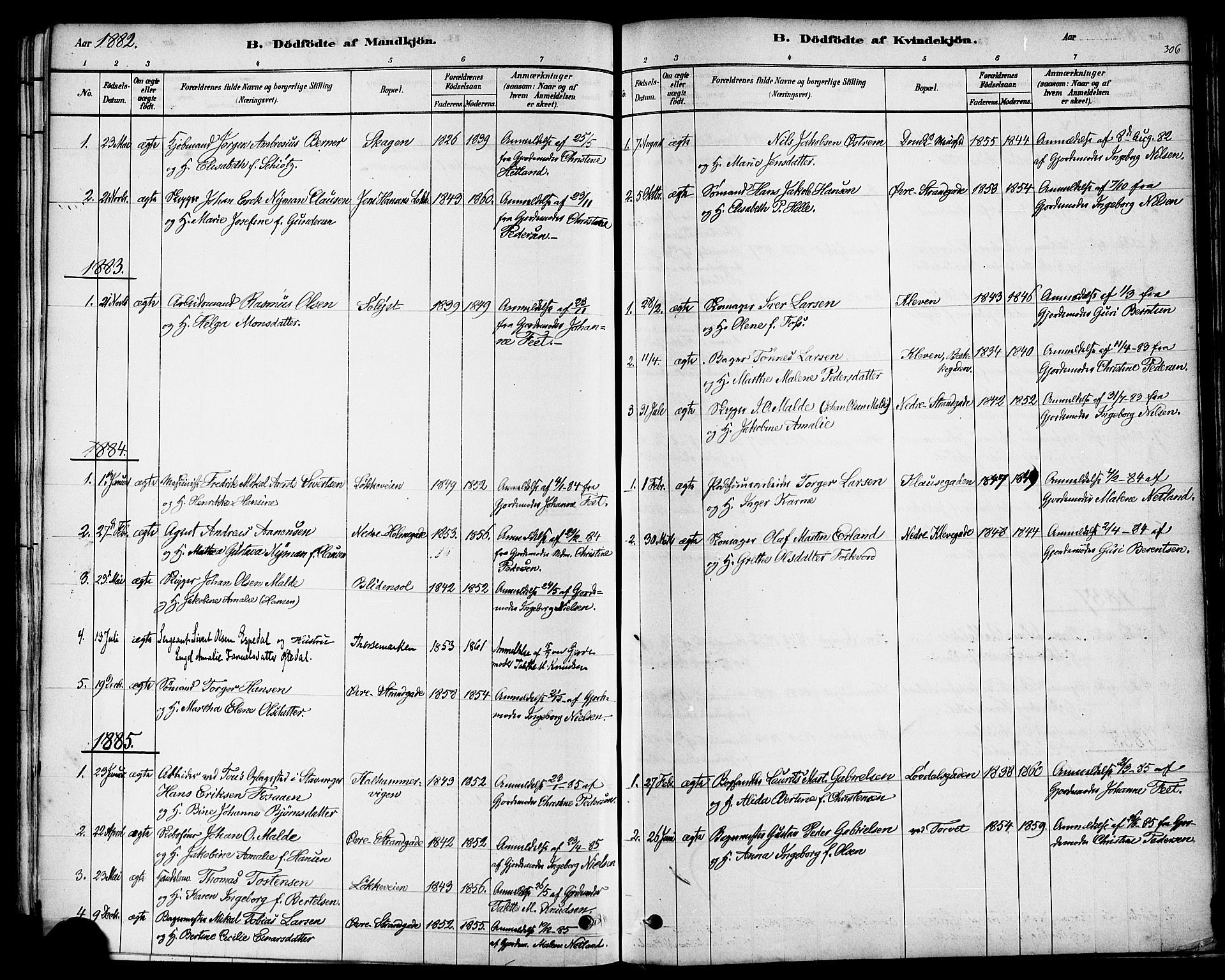 Domkirken sokneprestkontor, AV/SAST-A-101812/001/30/30BA/L0026: Ministerialbok nr. A 25, 1878-1889, s. 306