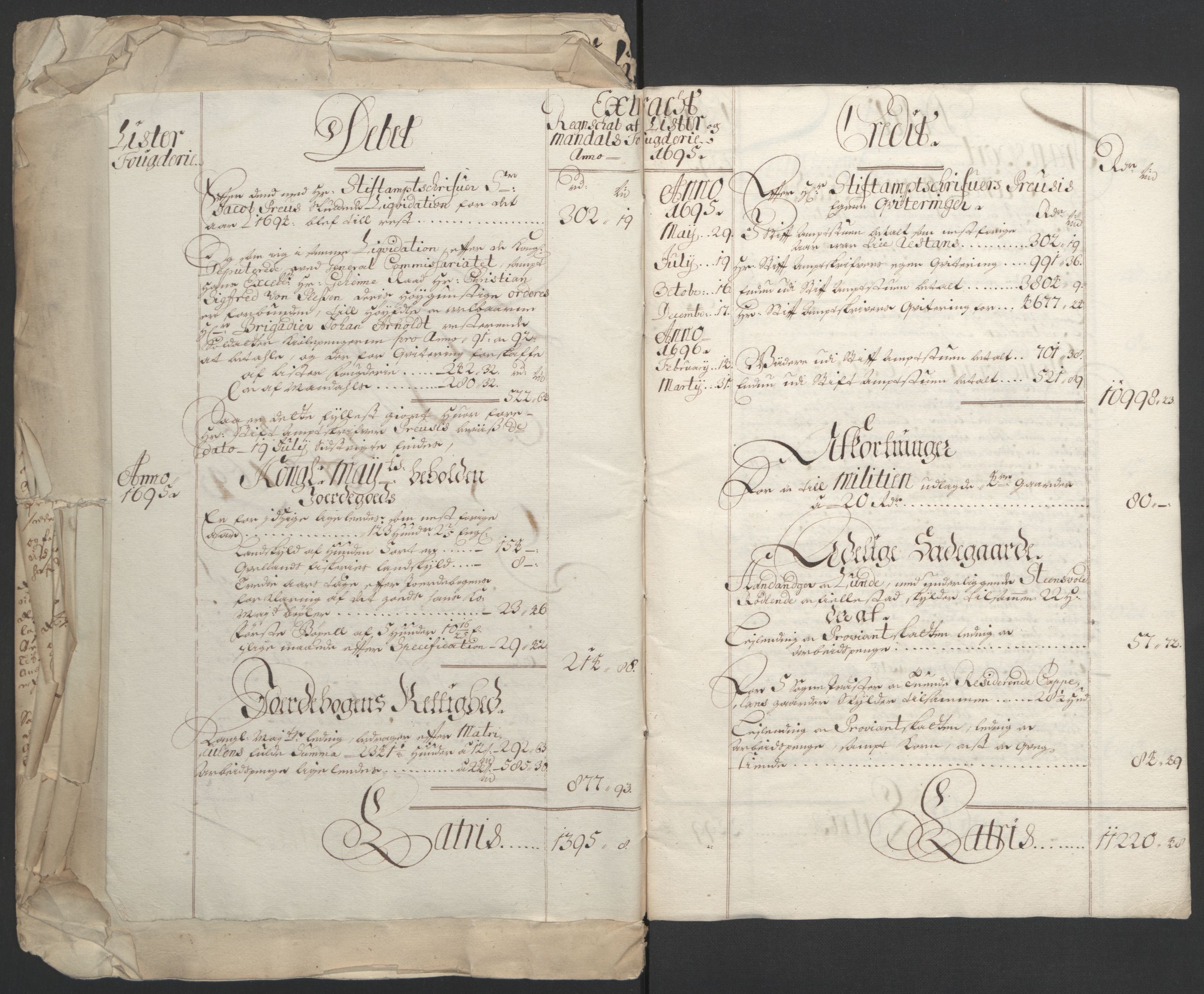 Rentekammeret inntil 1814, Reviderte regnskaper, Fogderegnskap, AV/RA-EA-4092/R43/L2545: Fogderegnskap Lista og Mandal, 1694-1695, s. 206