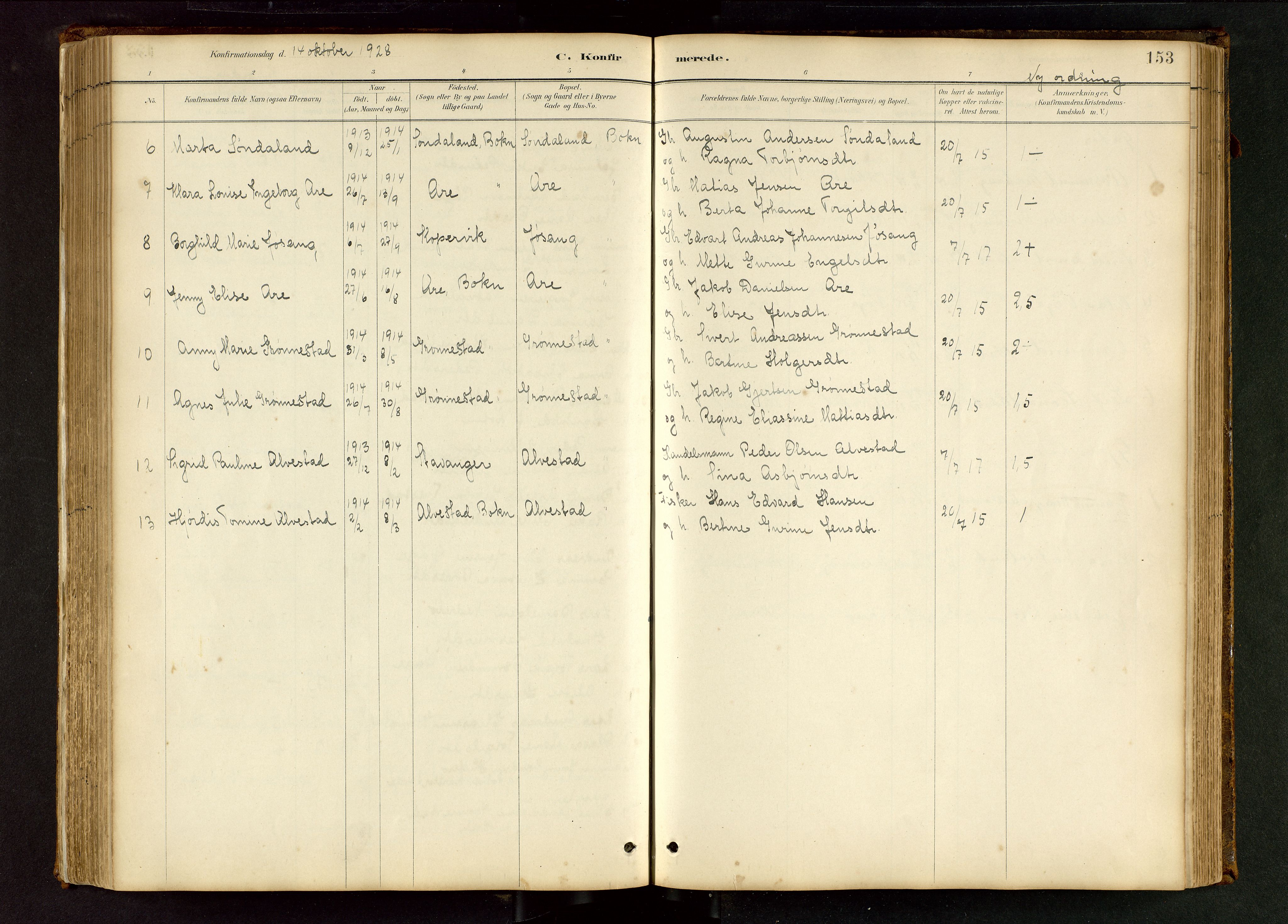 Tysvær sokneprestkontor, AV/SAST-A -101864/H/Ha/Hab/L0005: Klokkerbok nr. B 5, 1887-1947, s. 153