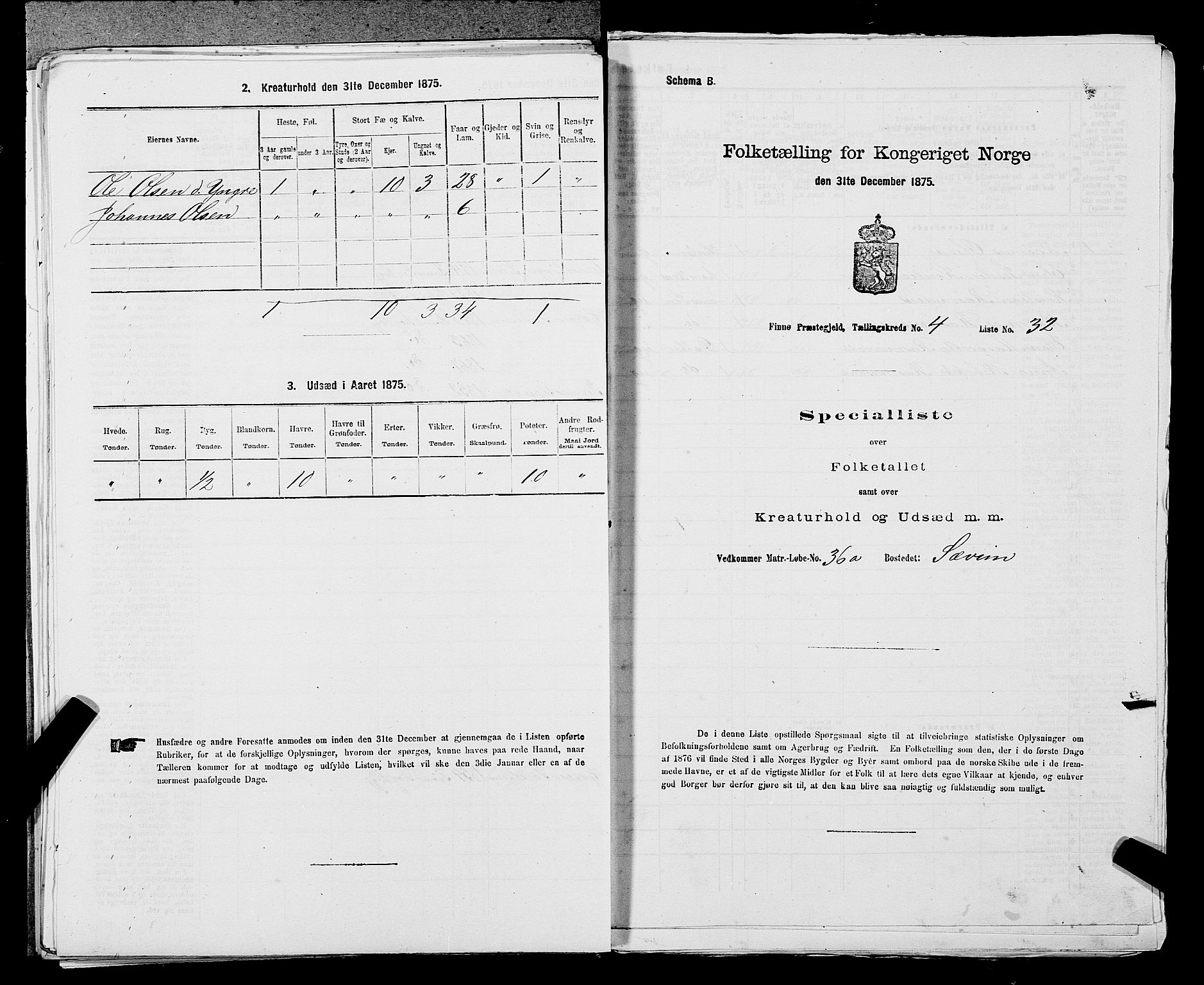 SAST, Folketelling 1875 for 1141P Finnøy prestegjeld, 1875, s. 440