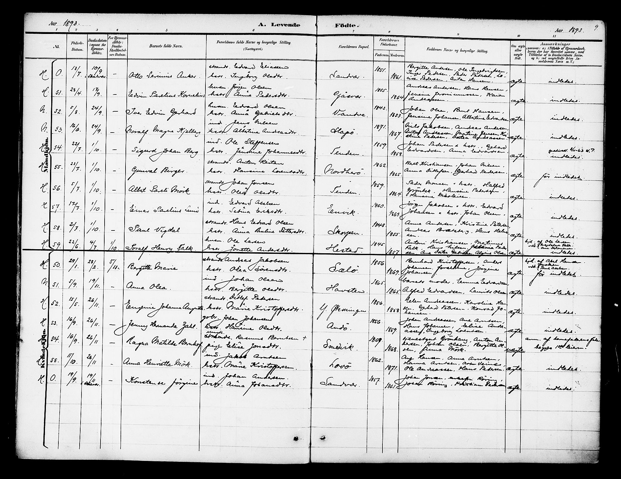 Ministerialprotokoller, klokkerbøker og fødselsregistre - Nordland, AV/SAT-A-1459/834/L0508: Ministerialbok nr. 834A06, 1892-1901, s. 9