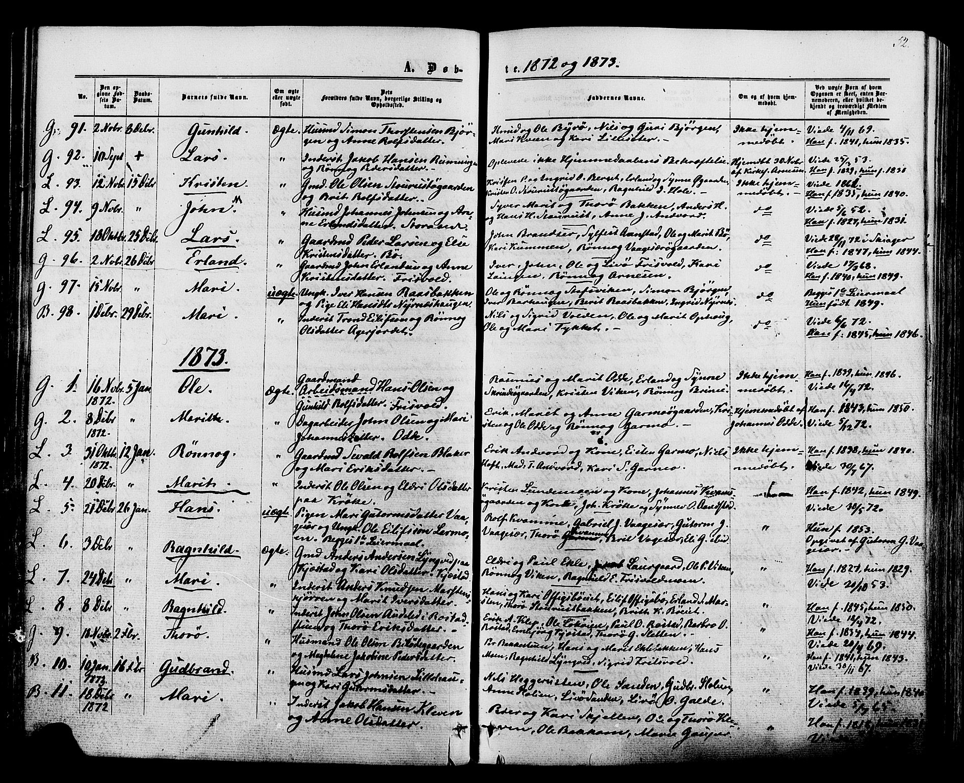 Lom prestekontor, AV/SAH-PREST-070/K/L0007: Ministerialbok nr. 7, 1863-1884, s. 52