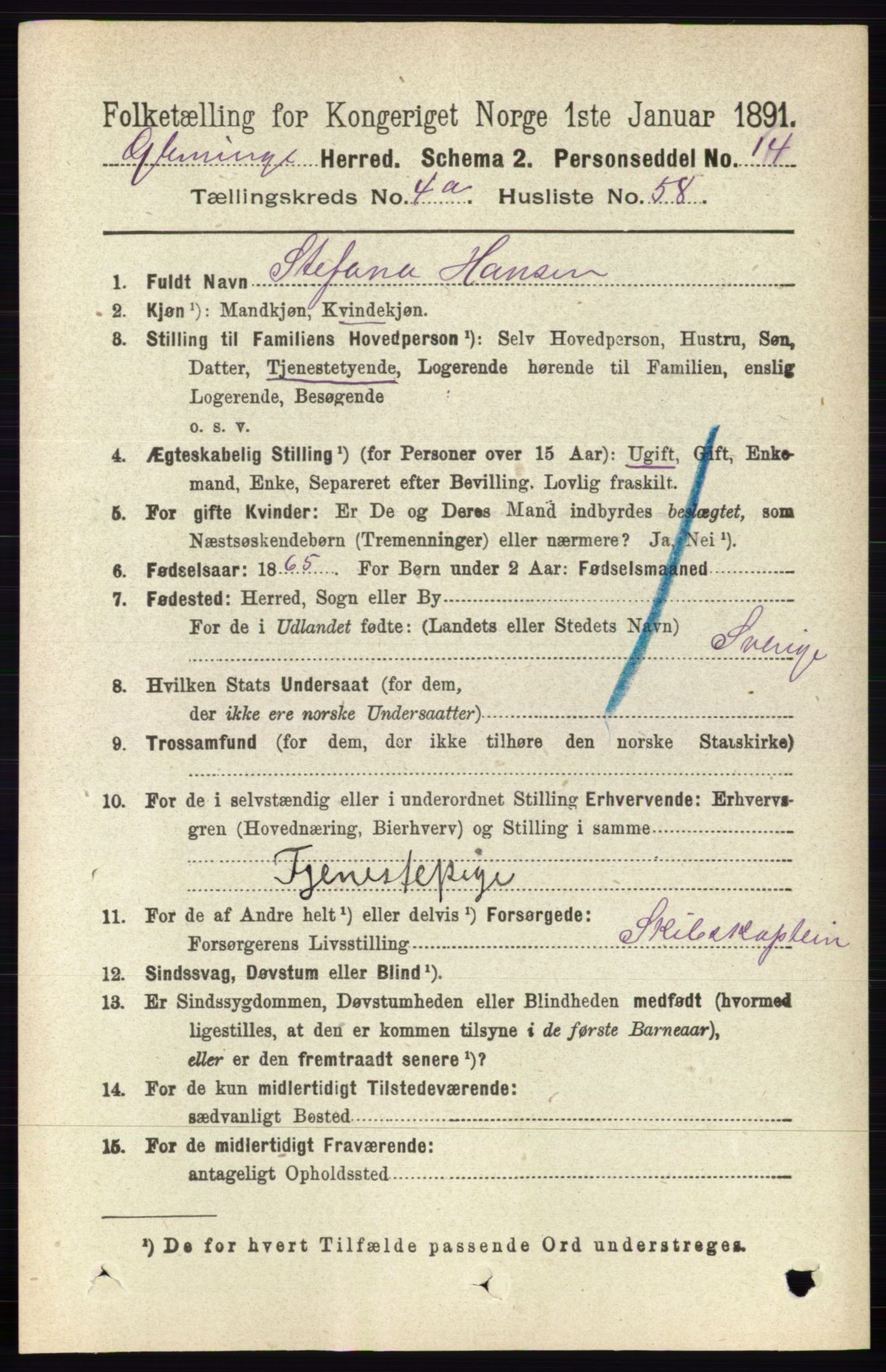 RA, Folketelling 1891 for 0132 Glemmen herred, 1891, s. 4073