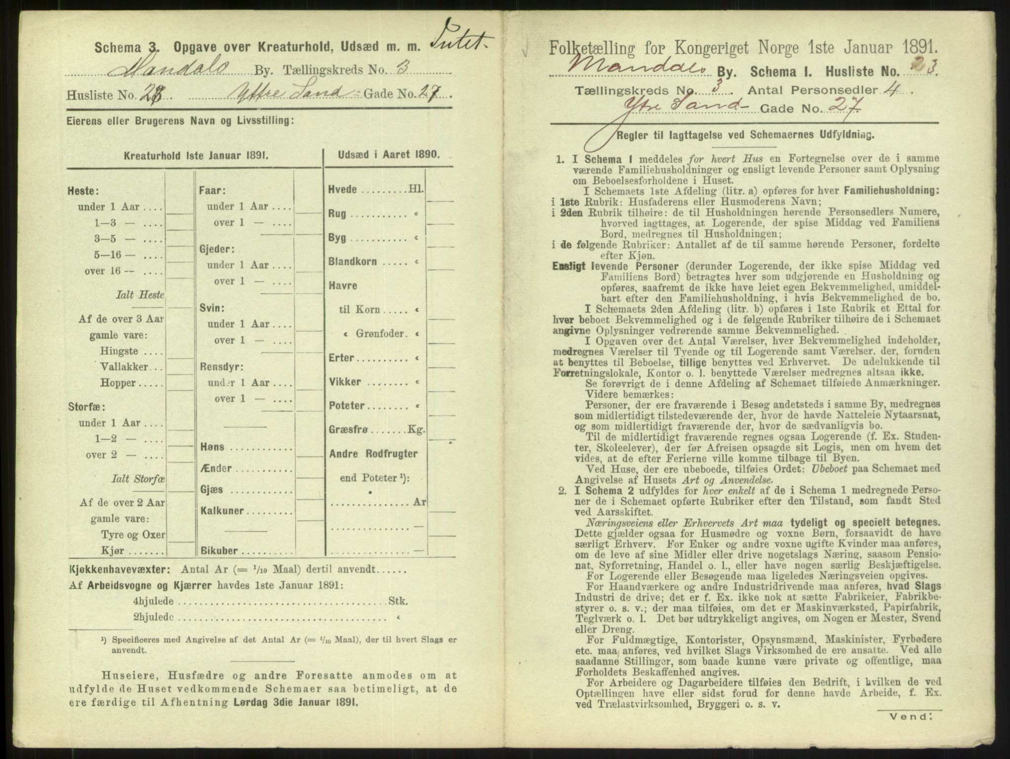 RA, Folketelling 1891 for 1002 Mandal ladested, 1891, s. 205