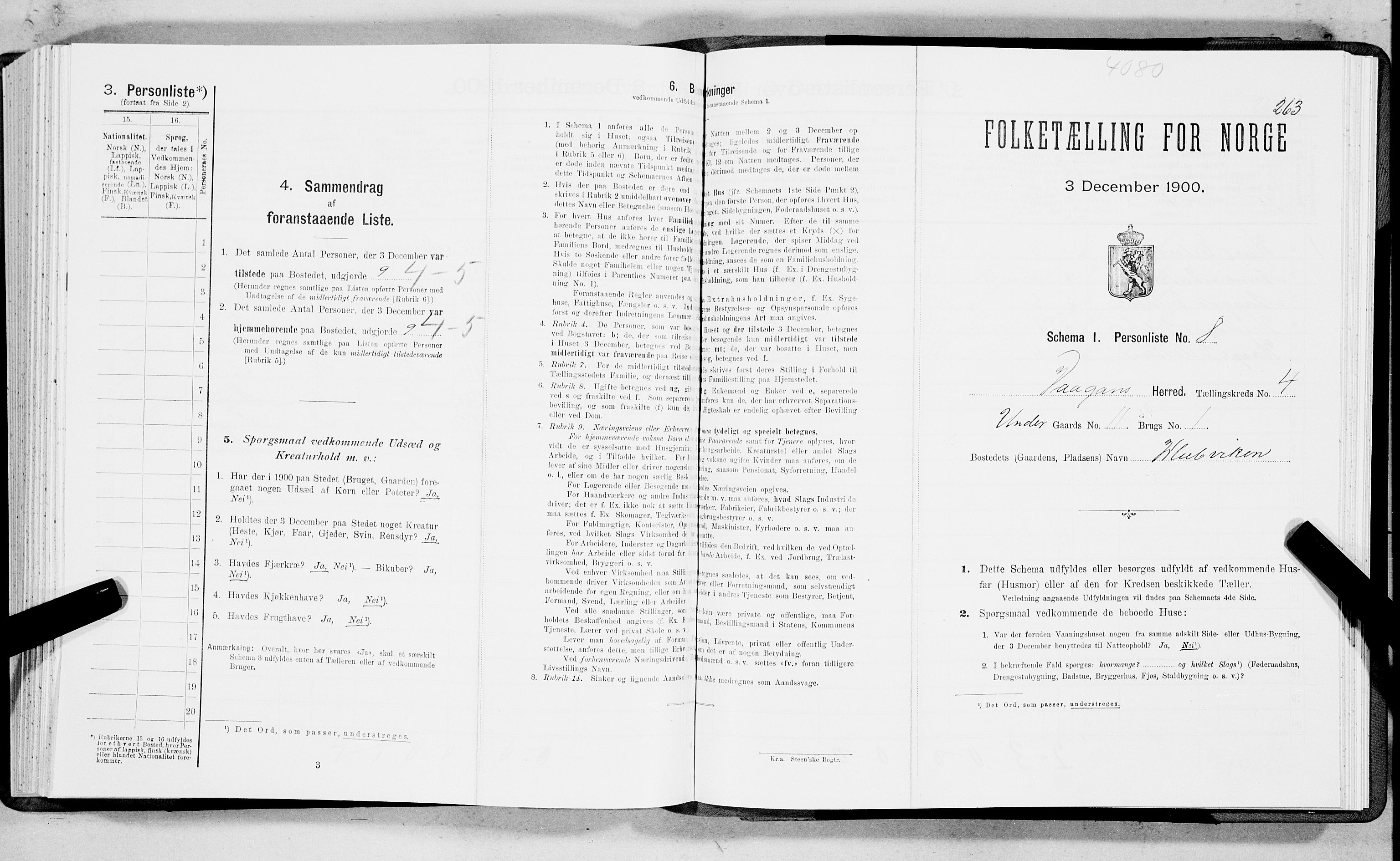 SAT, Folketelling 1900 for 1865 Vågan herred, 1900, s. 264