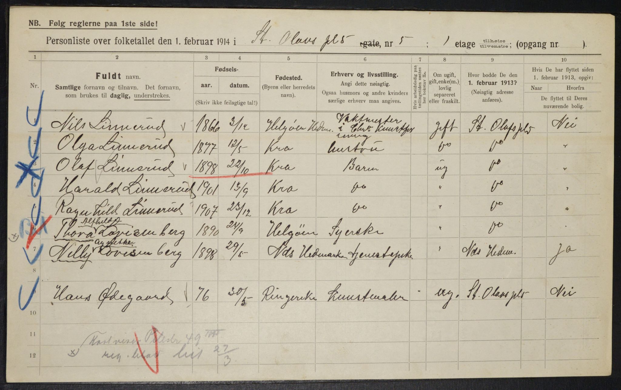 OBA, Kommunal folketelling 1.2.1914 for Kristiania, 1914, s. 88290